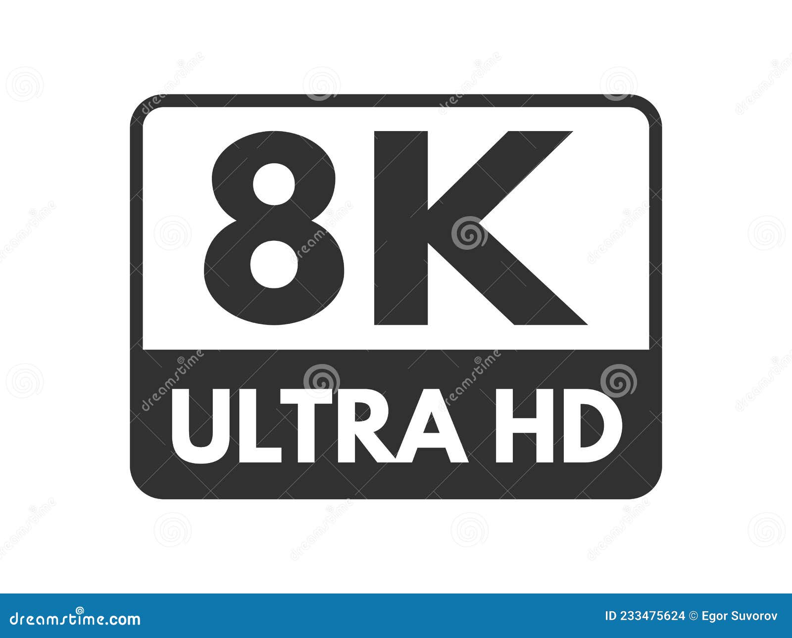 8k video . ultra hd icon on white backdrop. high definition 8k resolution mark. uhd video white and black logo