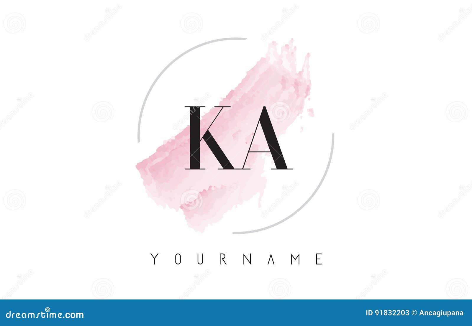 ka k a watercolor letter logo  with circular brush pattern