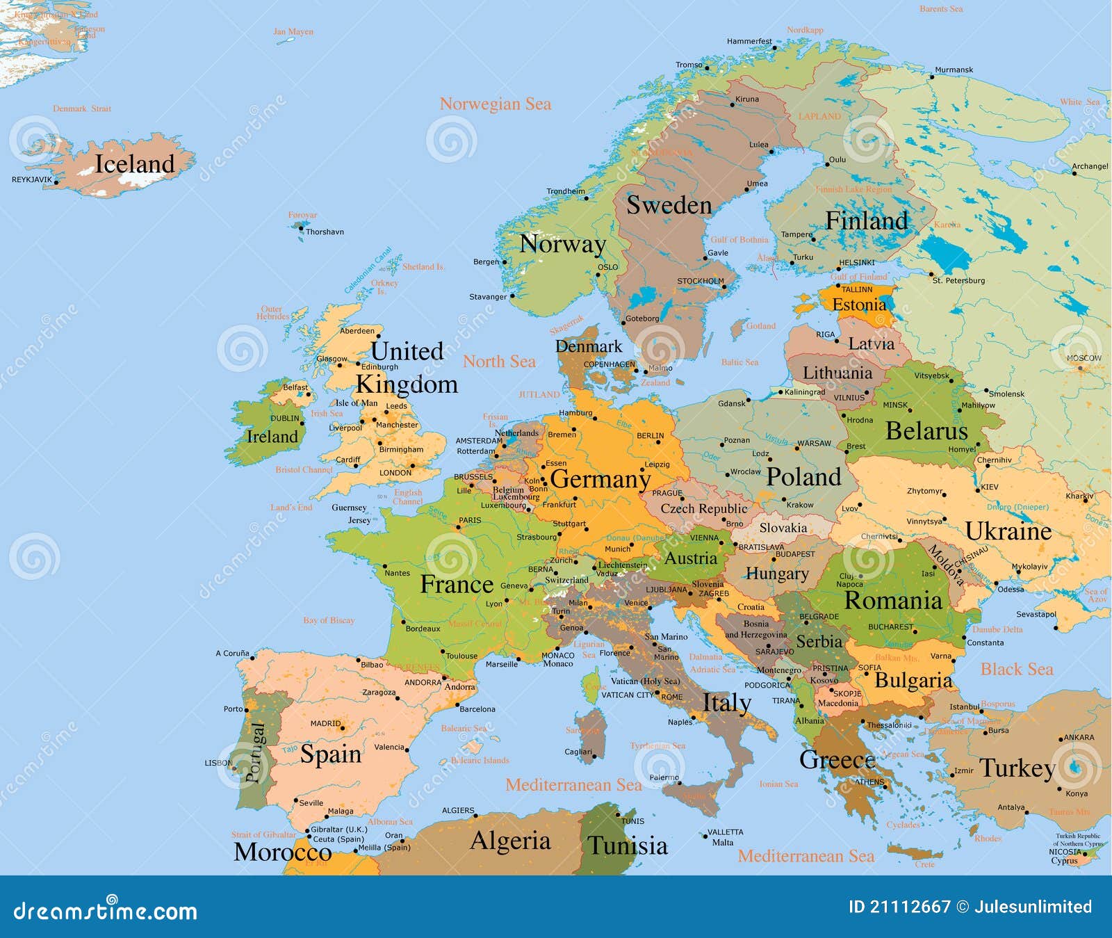 Kaart Gedetailleerd Europa - Stock Afbeelding - Image Of Griekenland,  Landen: 21112667