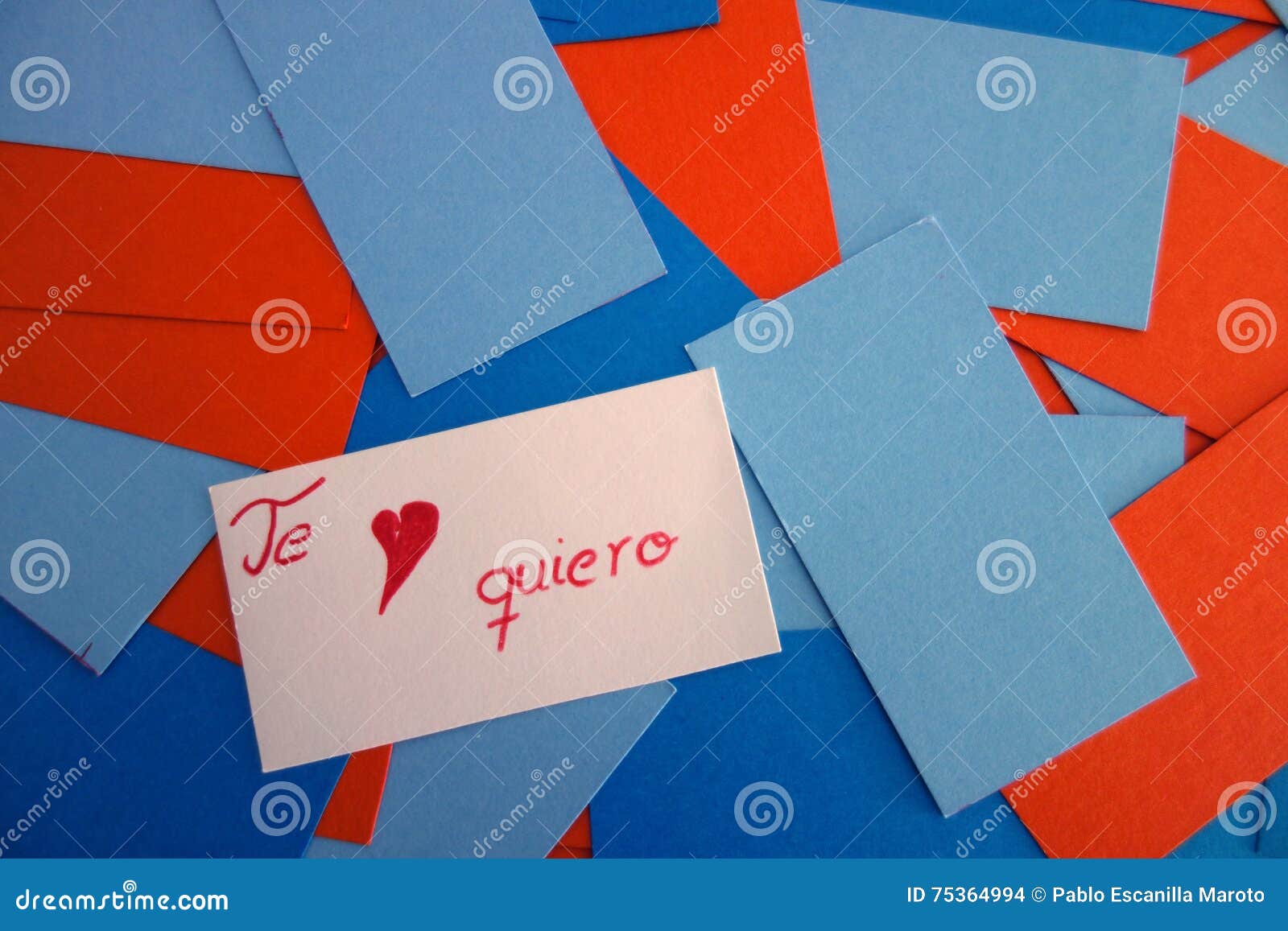 Kaart Met Tekst I Liefde U In Het Spaans Stock Foto