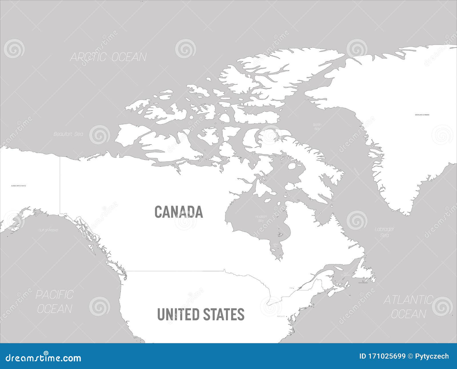 Kaart Van Canada - Wit Land En Grijs Water Gedetailleerde Politieke Kaart  Canada En Buurlanden Met Land Vector Illustratie - Illustration Of  Amerikaans, Ontwerp: 171025699