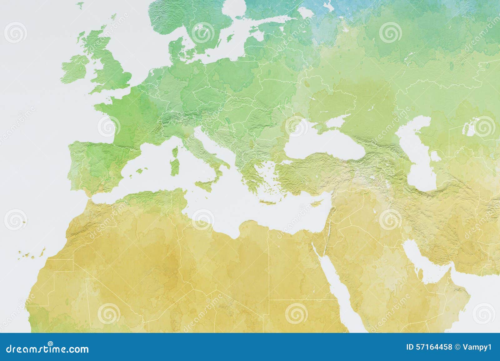Kaart Van Europa, Noord-Afrika En Midden-Oosten, Hulpkaart Stock  Illustratie - Illustration Of Algerije, Libanon: 57164458