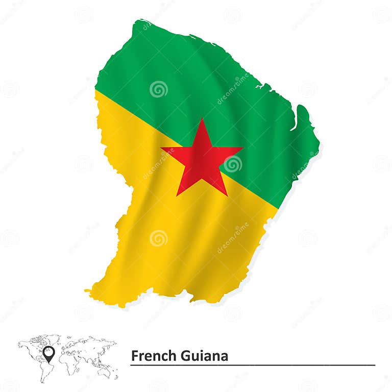 Kaart Van Frans-Guyana Met Vlag Vector Illustratie - Illustration of ...