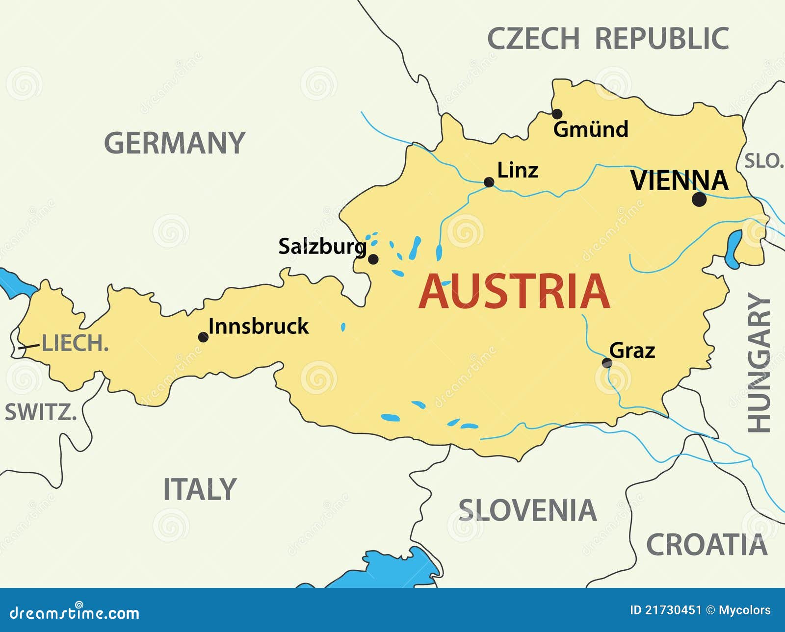 Kaart Van Oostenrijk Illustratie 21730451 