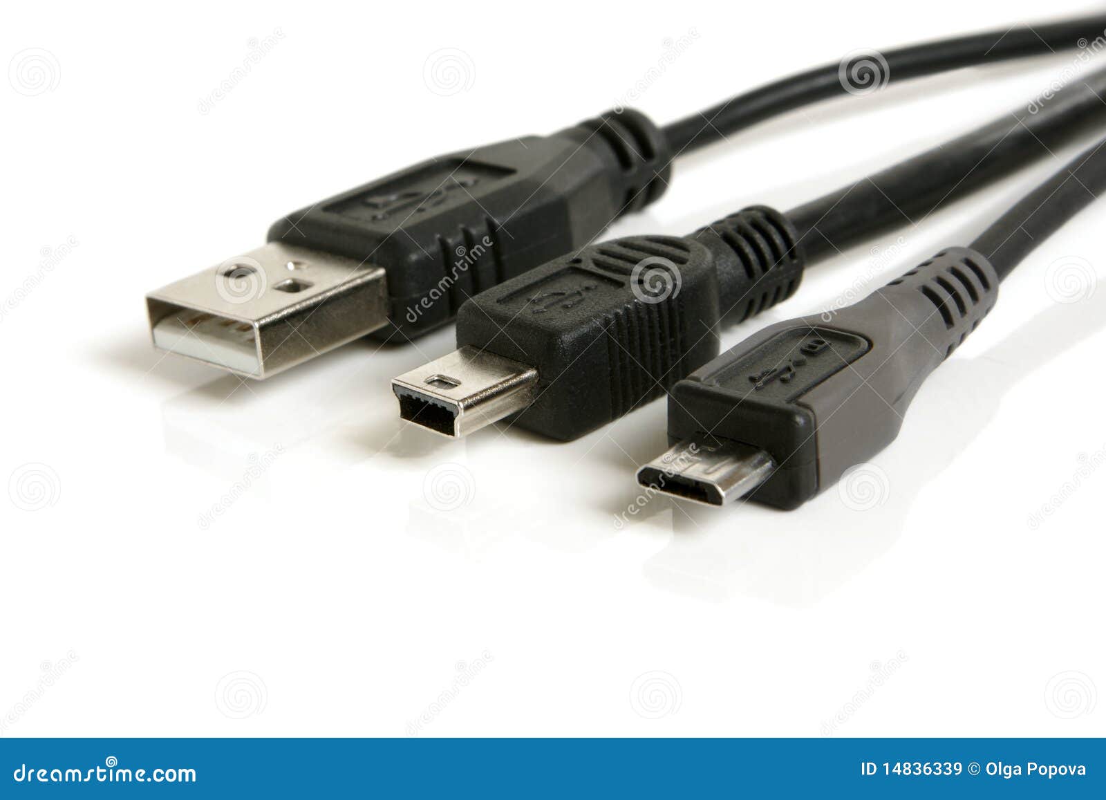 Kabel USB, Mini-USB En Micro-USB Stock Afbeelding ...