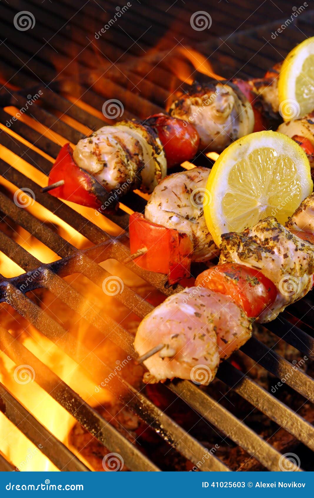 Kabob on BBQ grill stock image. Image of outside, charcoal 41025603