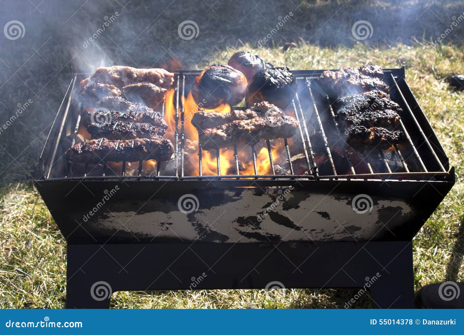 Kabobs and Tomatoes on a Charcoal Grill Stock Photo Image of barbecue