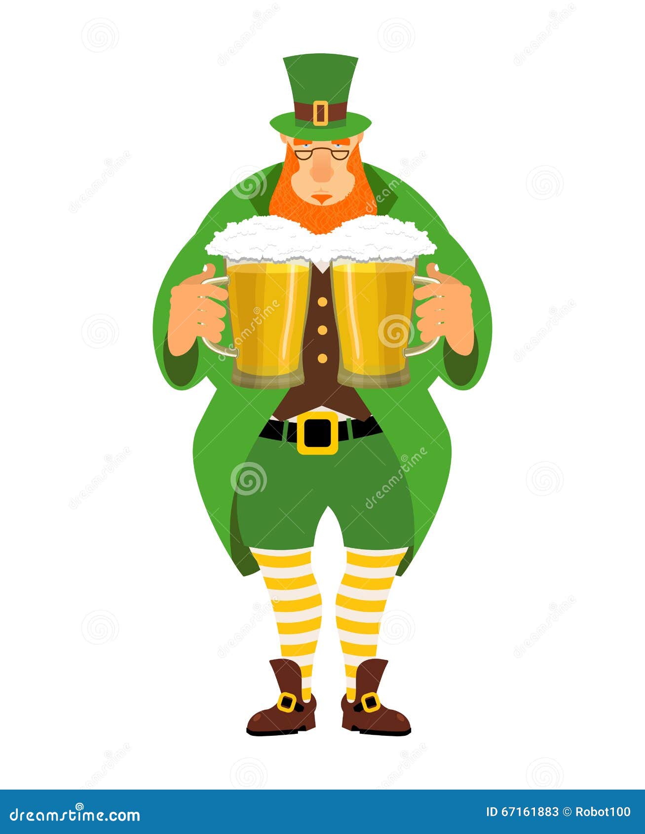 Kabouter En Bier De Goede Kabouter Houdt Twee Mokken Bier Vector  Illustratie - Illustration Of Baard, Ierland: 67161883