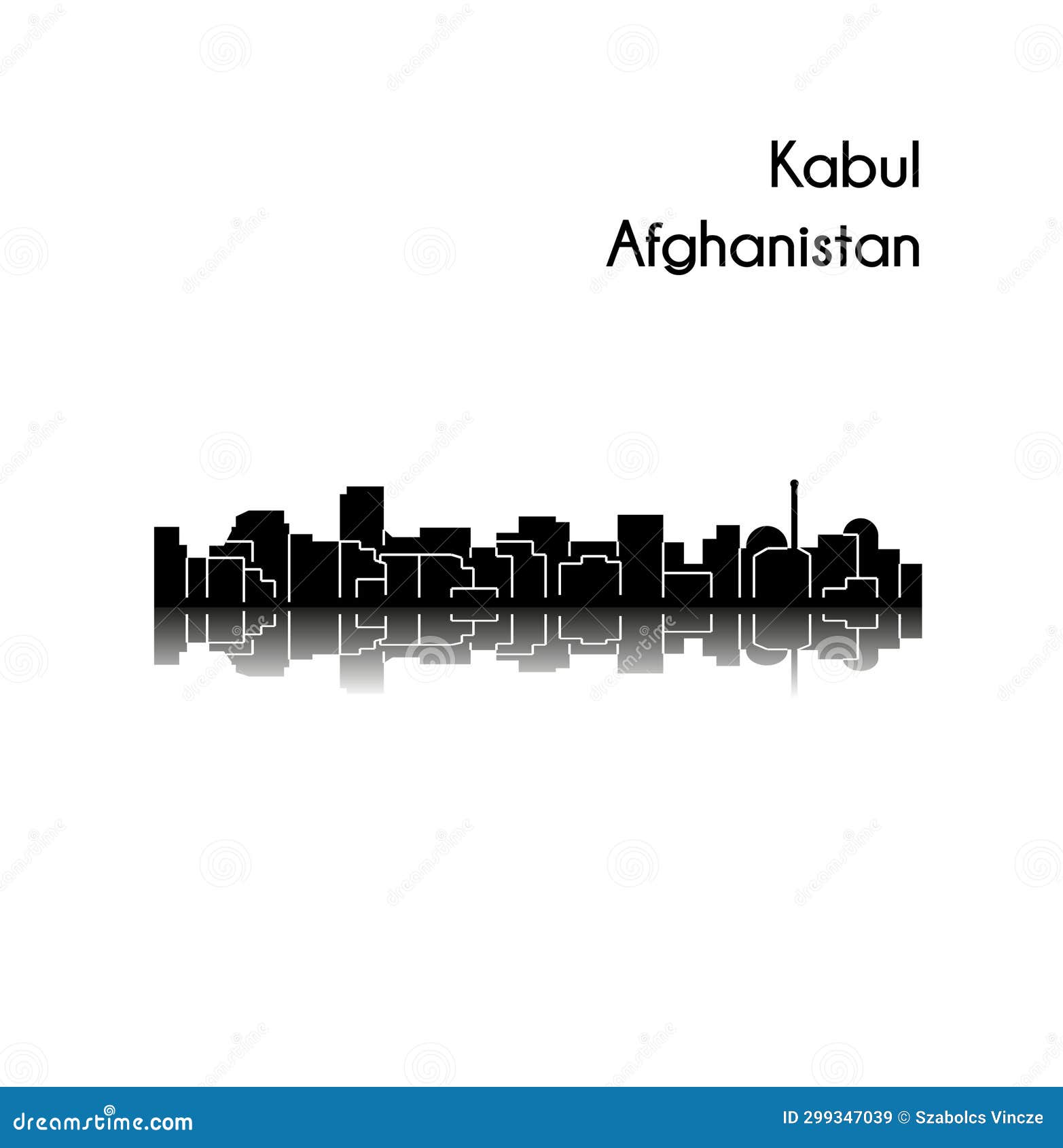 kabul, afganistan city silhouette