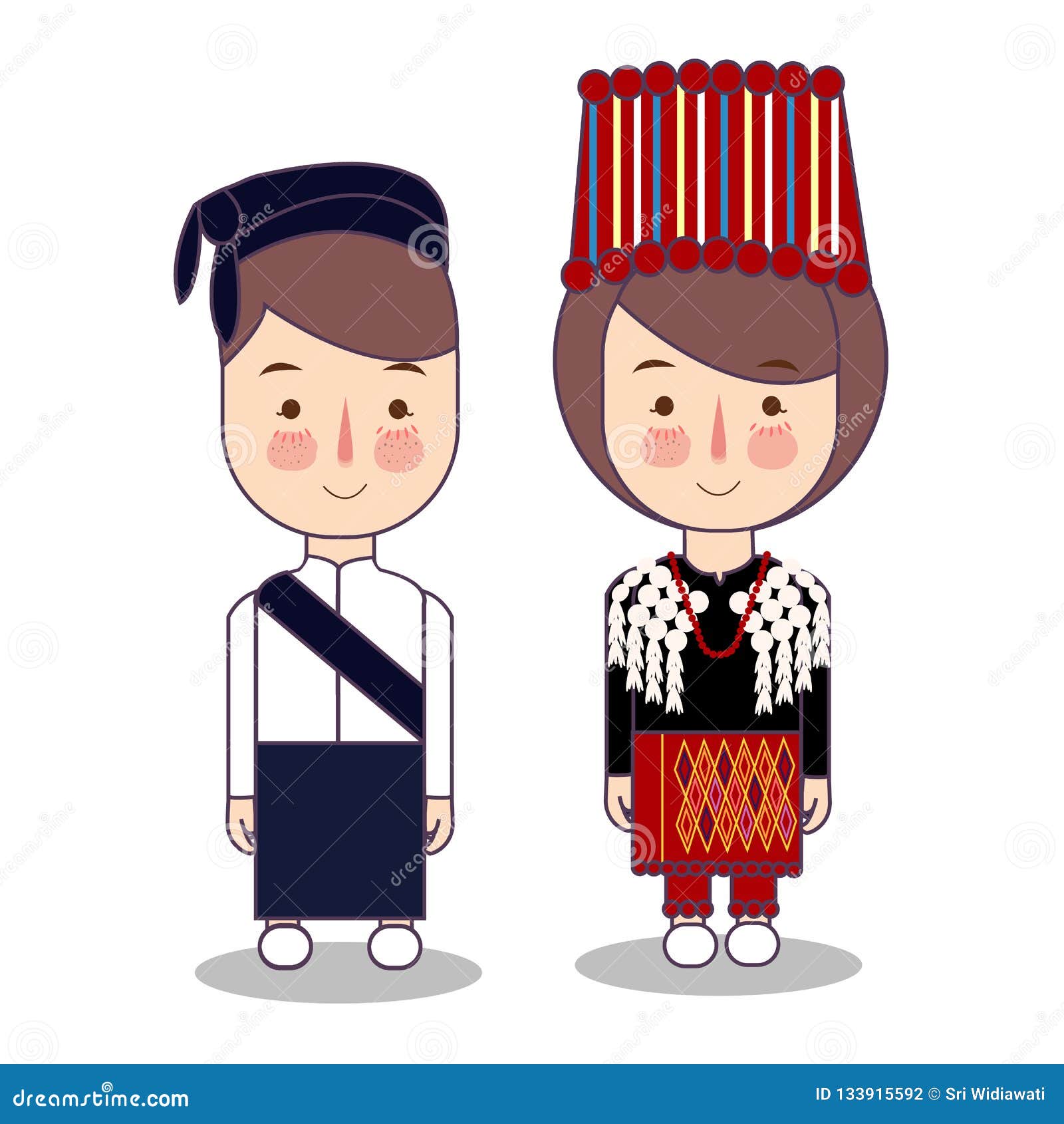 Kachin Myanmar Traditional National Clothes South East Asia. Set of Cartoon  Characters in Traditional Costume Stock Vector - Illustration of children,  apparel: 133915592