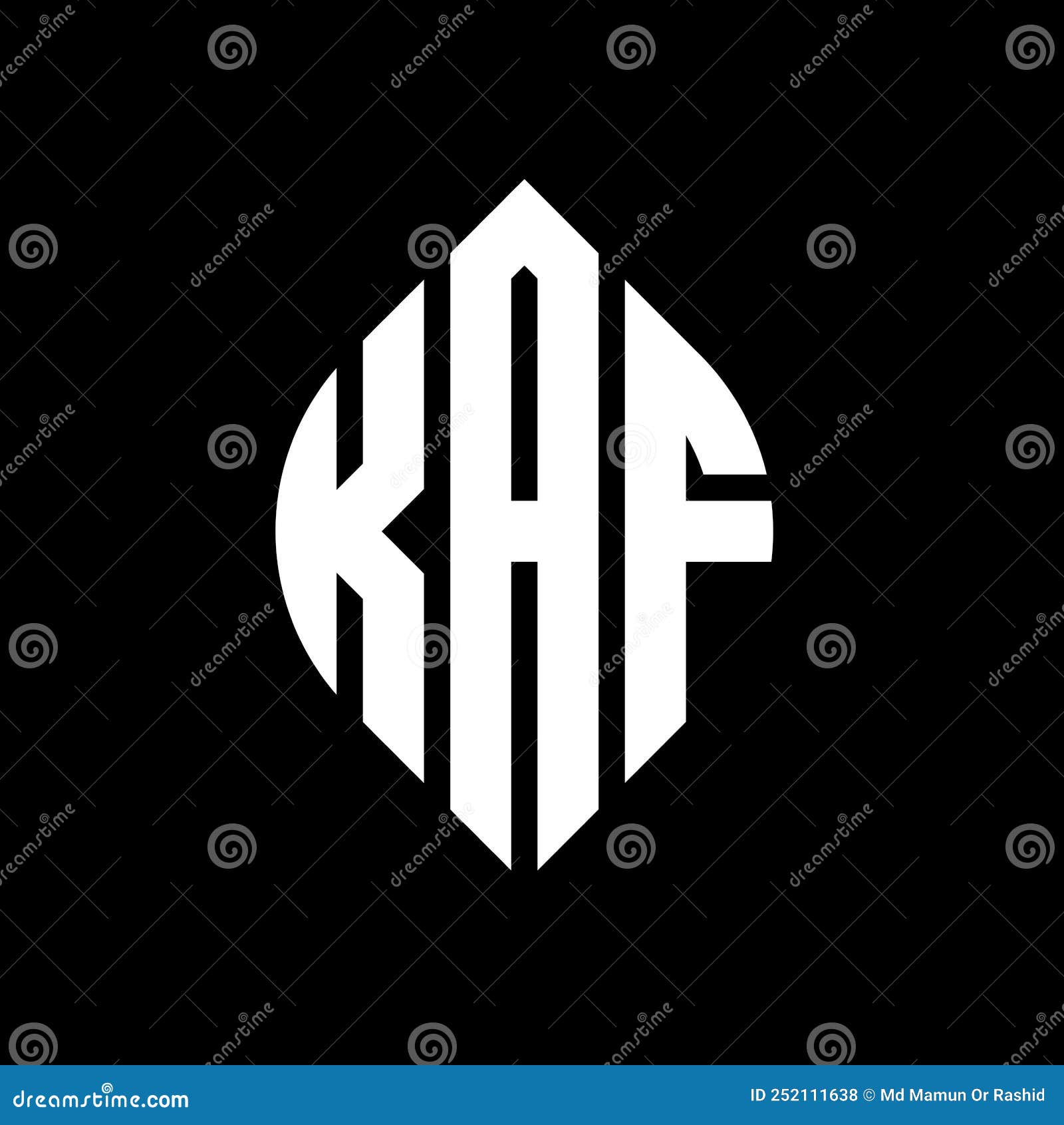 kaf circle letter logo  with circle and ellipse . kaf ellipse letters with typographic style. the three initials form a