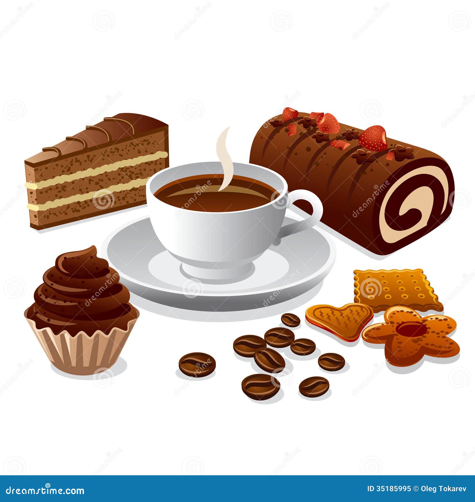 Kaffee Und Kuchen Stock Abbildung Illustration Von Kuchen