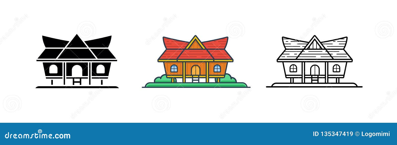 Kajang Leko Jambi  Indonesian Traditional House Vector  