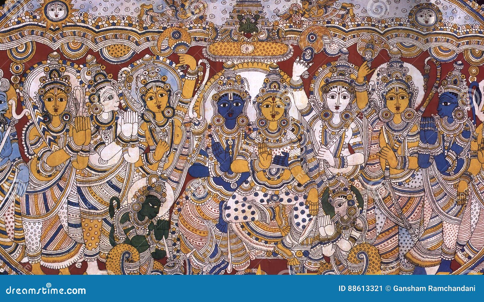 kalamkari painting of lord rama-sita