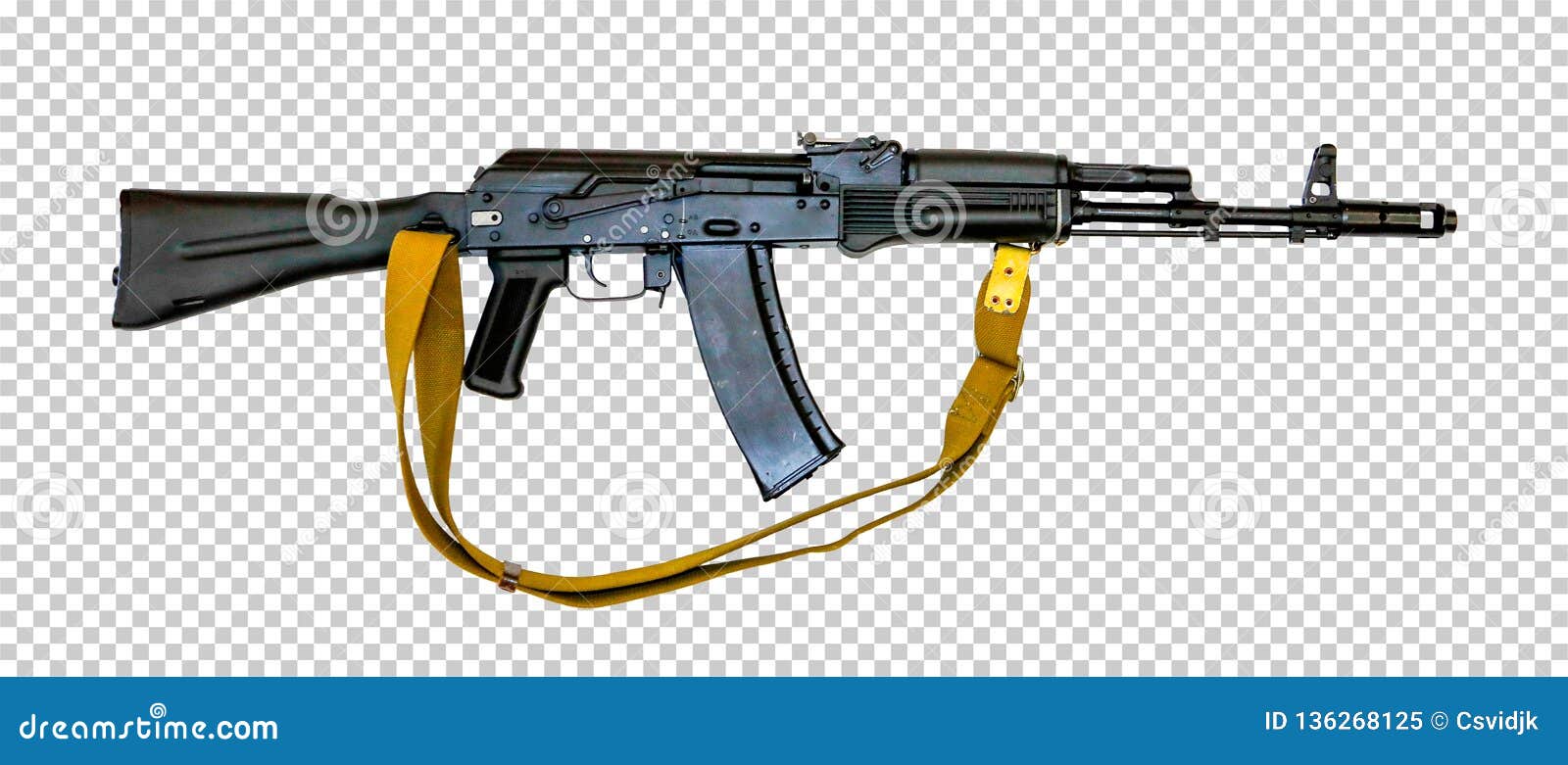 Kalashnikov AK-74M with a Belt, Transparent Background, Png, Stock Image -  Image of police, folding: 136268125