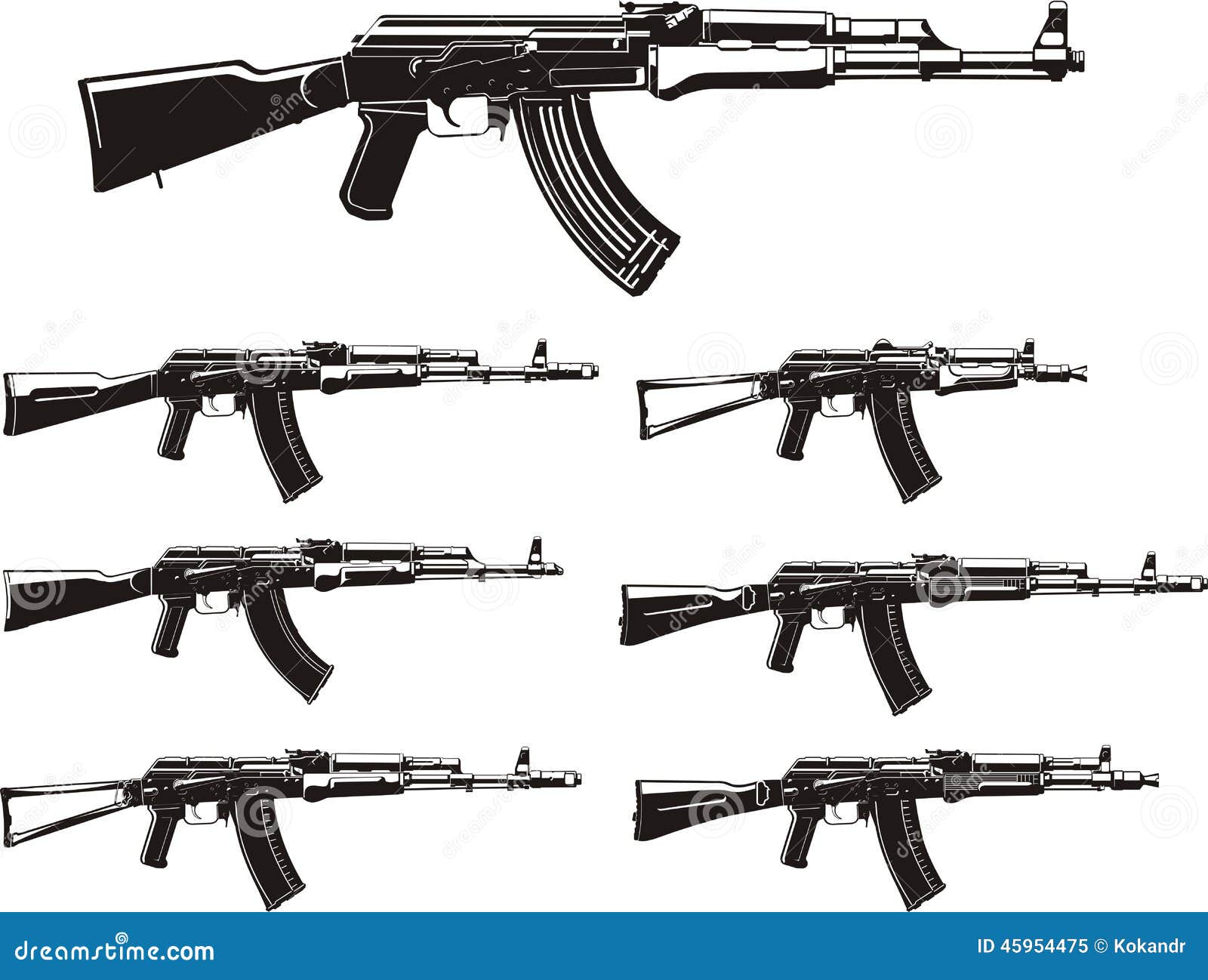 kalashnikov assault rifles set