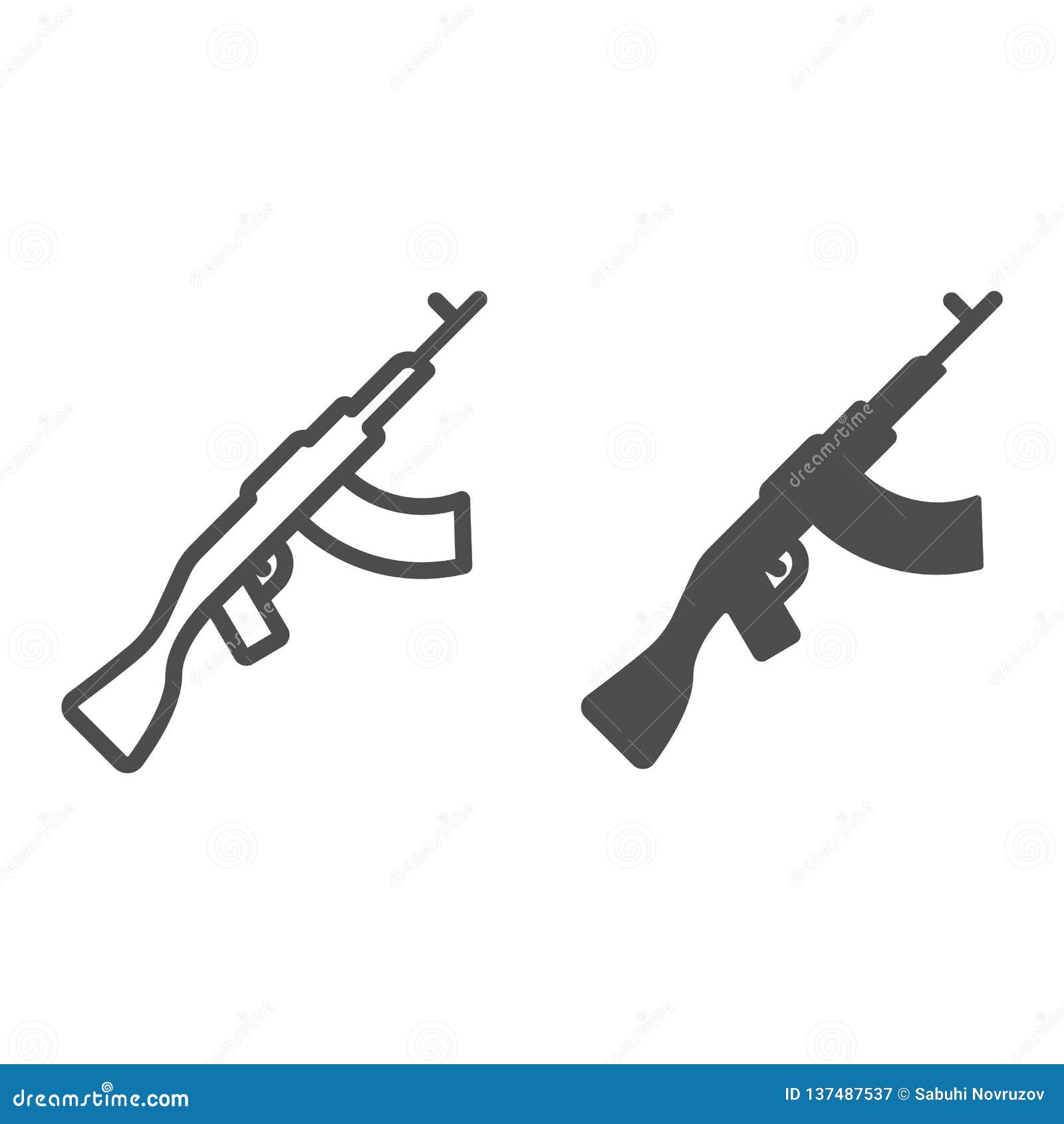 Ak47 vector illustration isolated on white. 