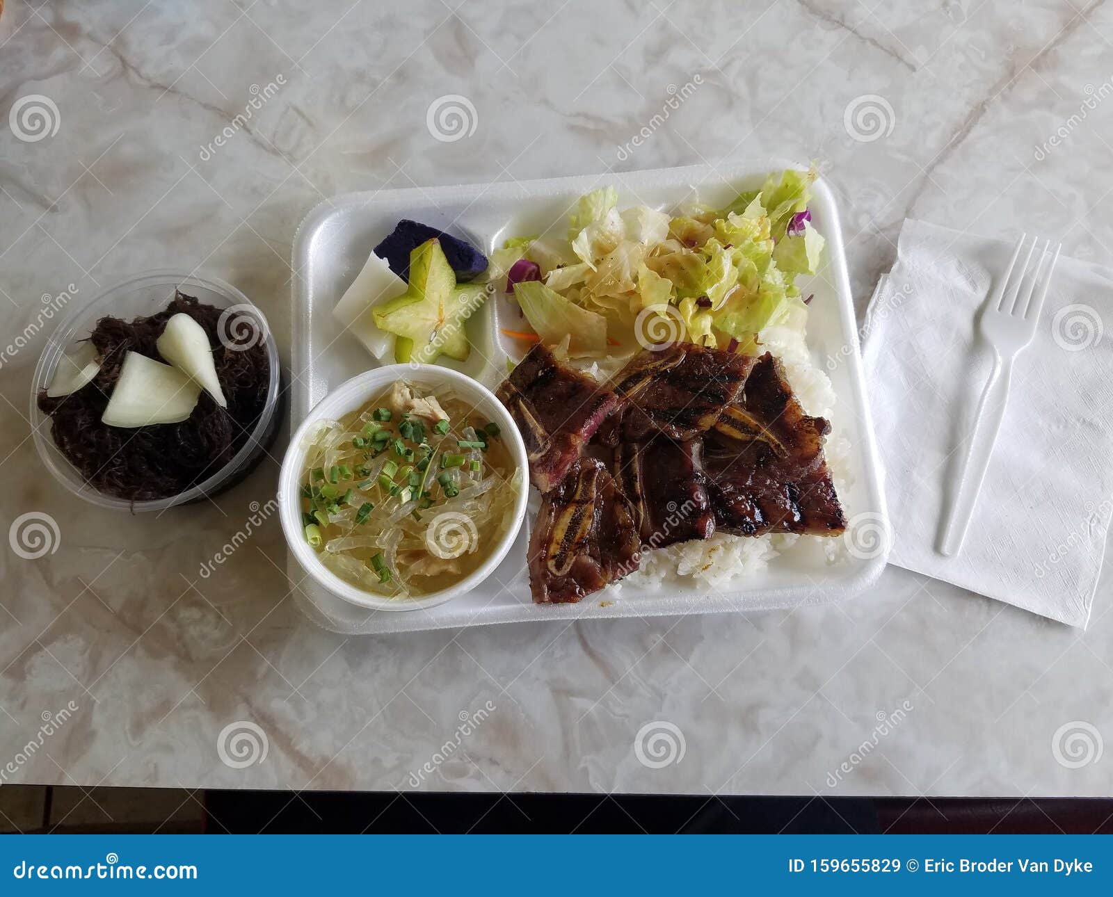 kalbi combo with chicken long rice plate