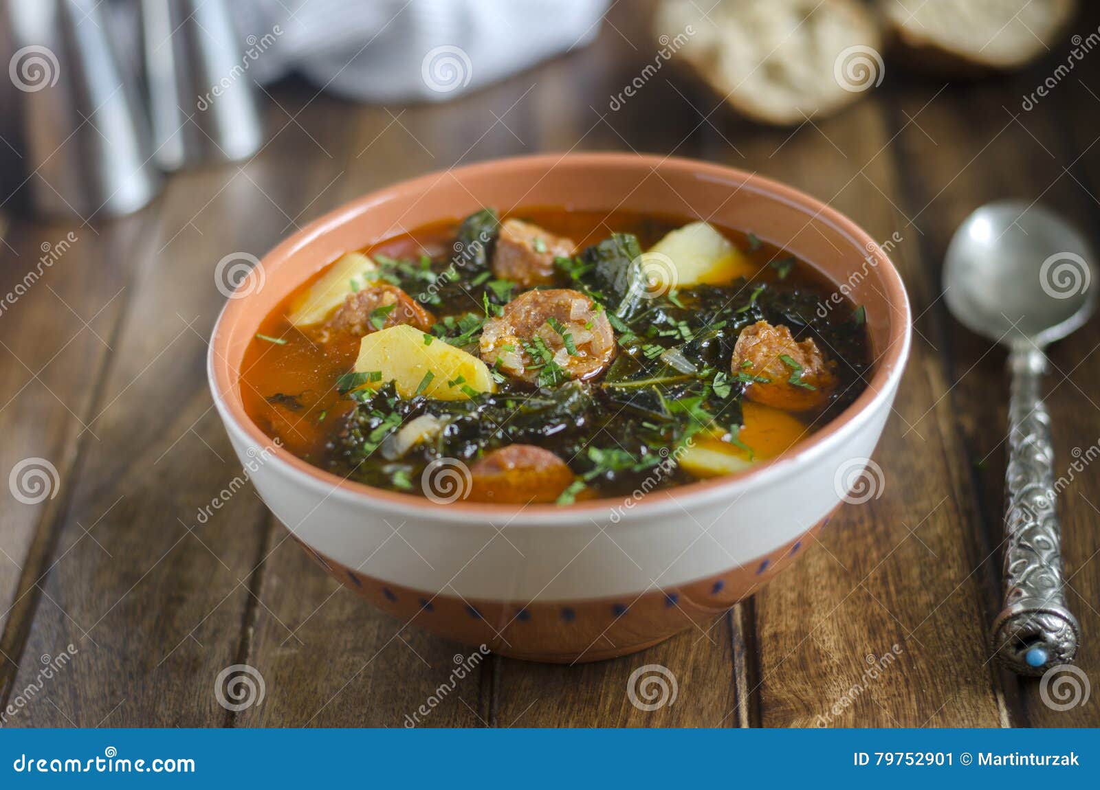 Kale and chorizo soup stock image. Image of stew, food 79752901