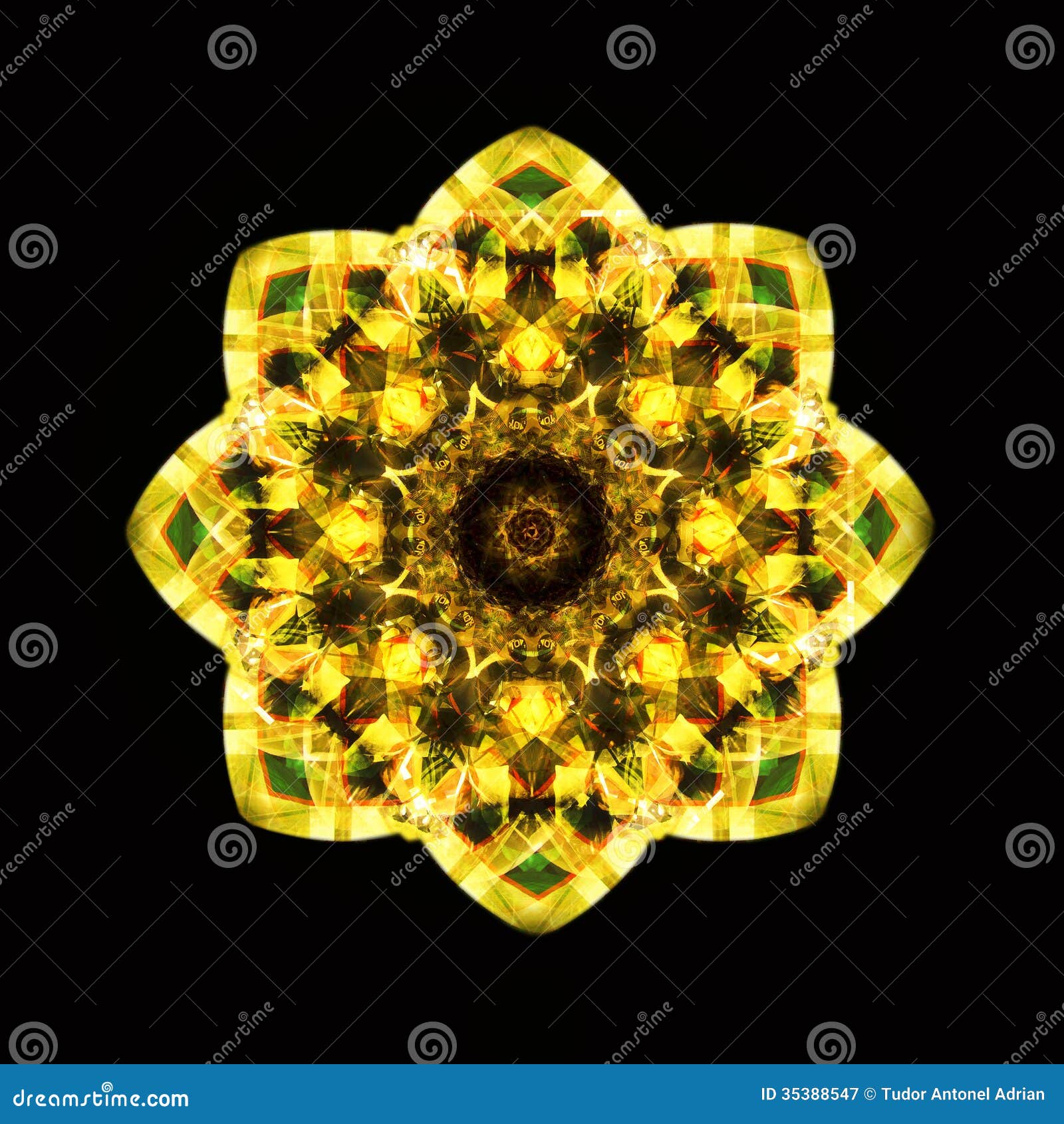 Kaleidoscope yellow stock illustration. Illustration of abstract 35388547