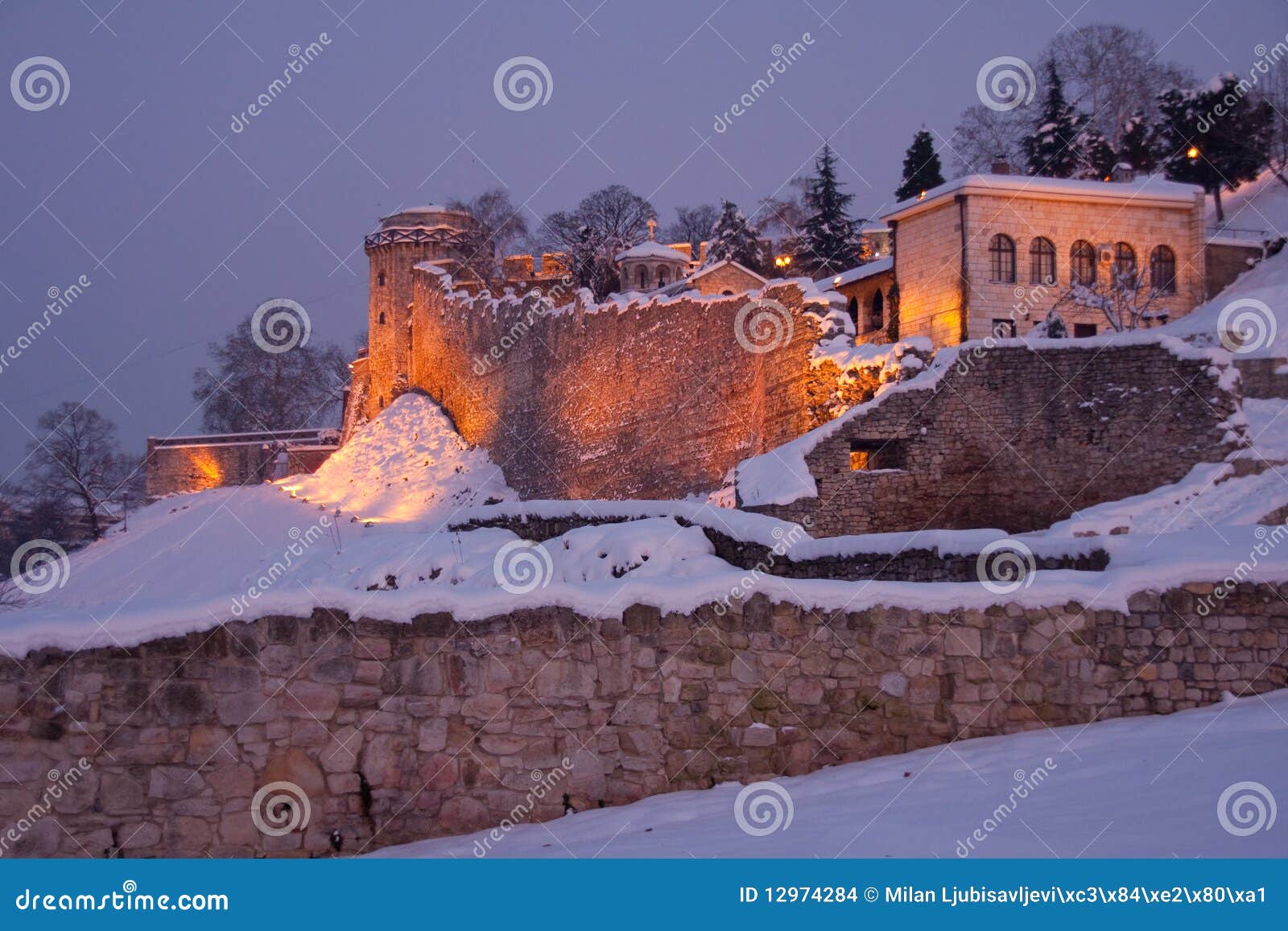 kalemegdan fortress at dusk