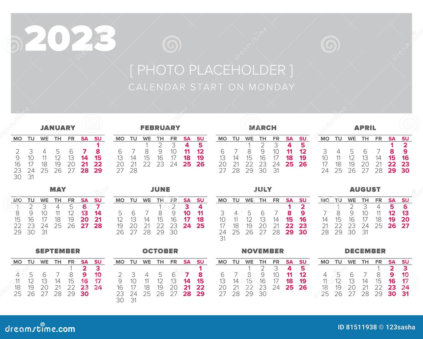 Kalendarz 2023 Rok Projekta Wektorowy Szablon Ilustracja Wektor Ilustracja Zlozonej Z Szablon 2023 81511938 kalendarz 2023 rok