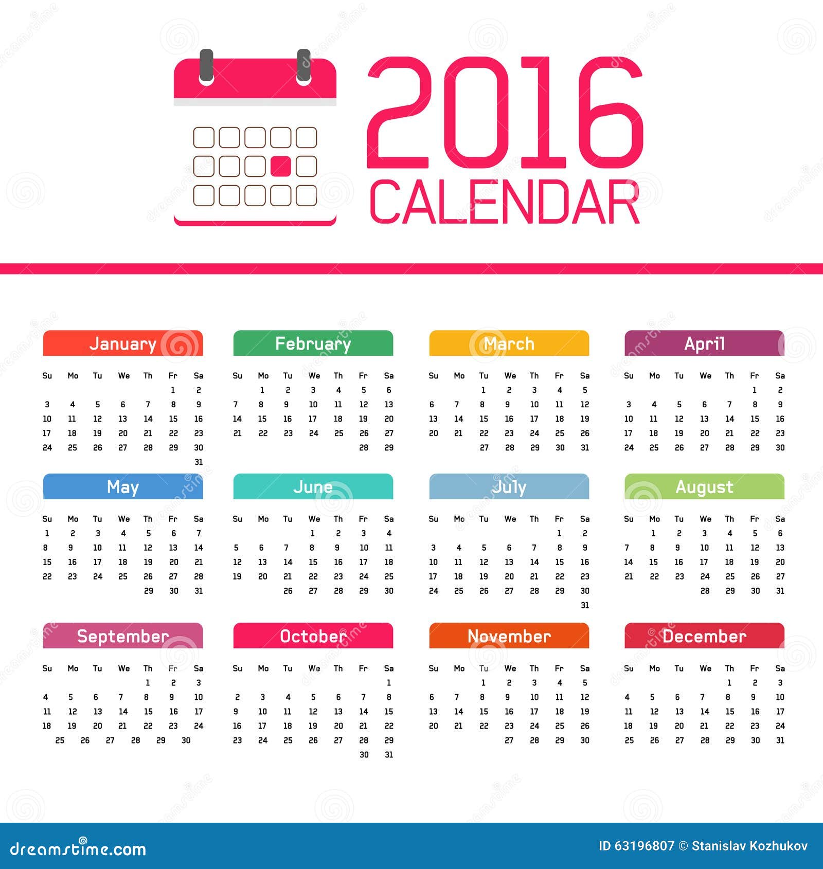 Adviseur Bloesem gevoeligheid Kalender 2016 stock illustratie. Illustration of vlak - 63196807