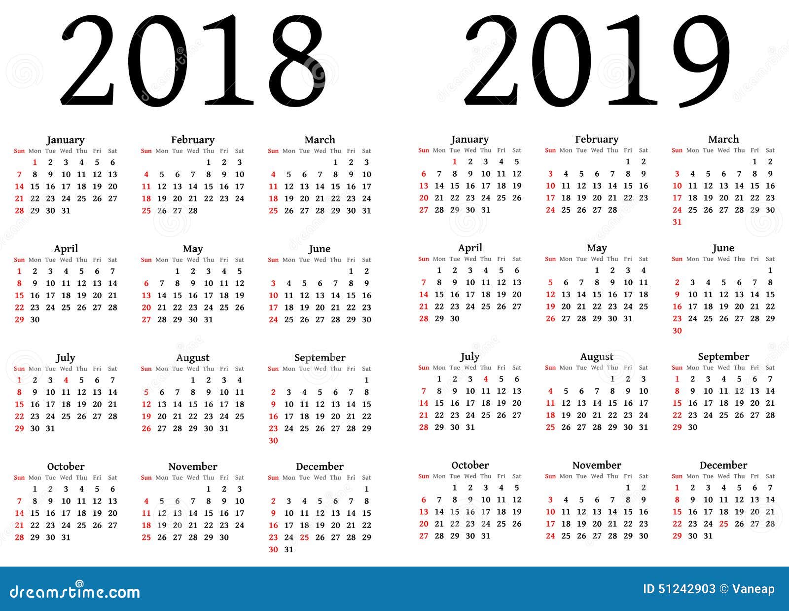 kalender-f-r-2018-und-2019-stock-abbildung-illustration-von-serife