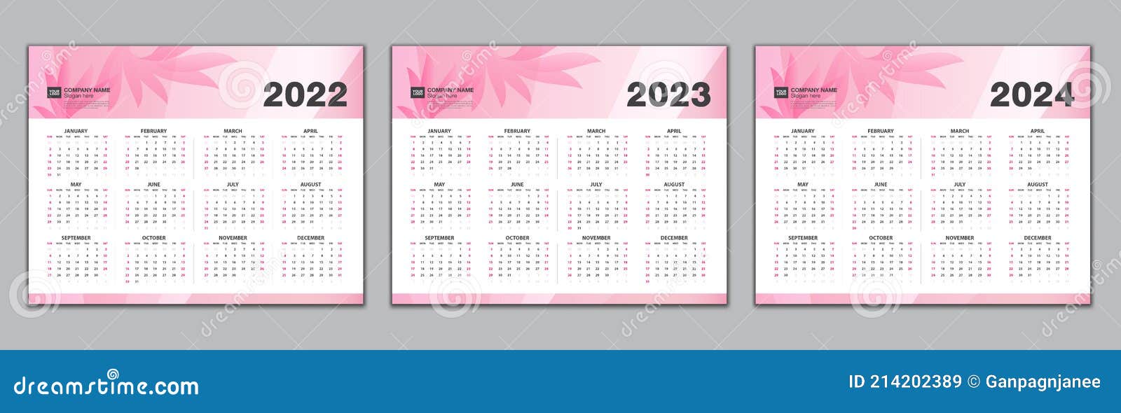 Kalender 2022 2023 2024-jaarsjabloon Eenvoudige Kalender Kalender Ontwerp Muur Kalender Planner Vector Illustratie - Illustration of aantal, maandelijks: