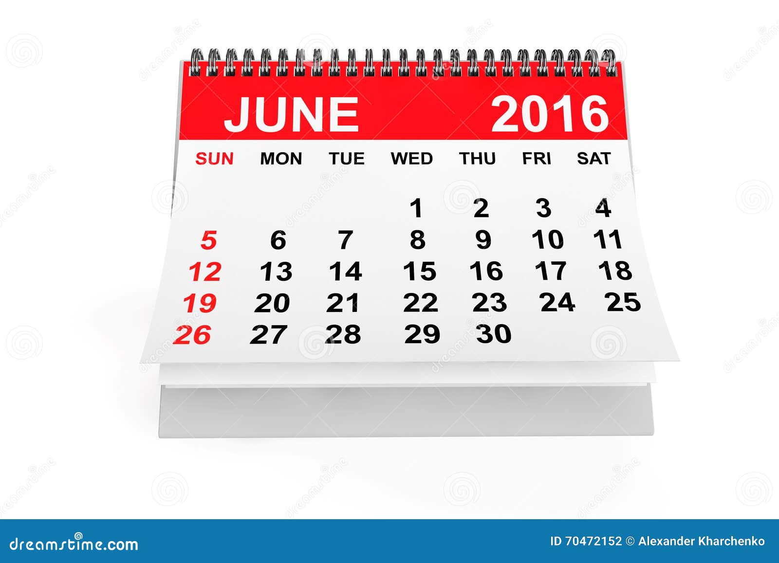 Kalender Juni 2016 Het Teruggeven Stock Illustratie - Illustration of memorandum, informatie: 70472152