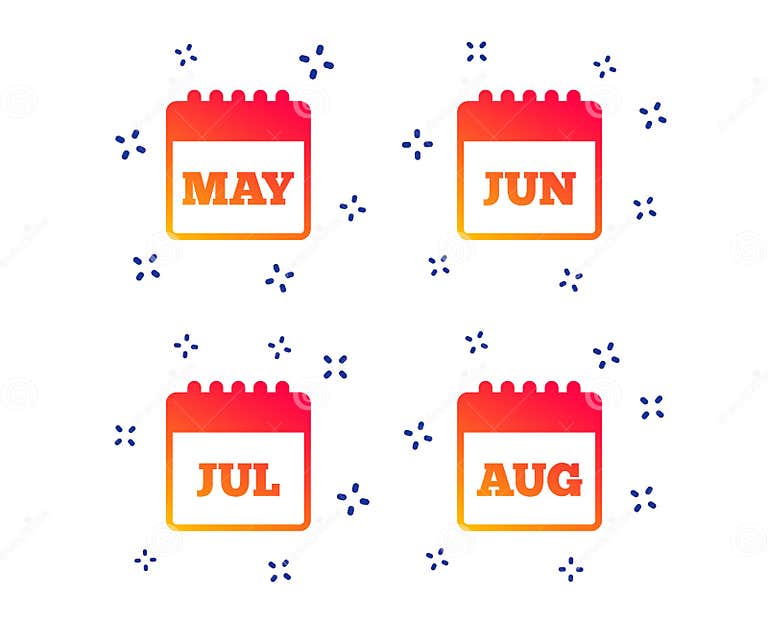 Kalender Mai, Juni, Juli Und August Vector Vektor Abbildung 