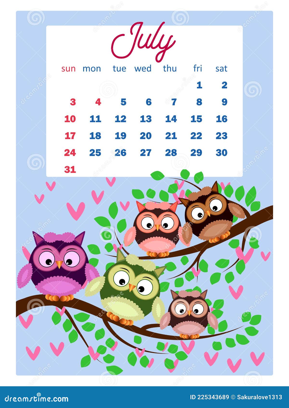 Kalender Schattige Kalender Met Grappige Tekenfilm Vector Illustratie Illustration of organisator, 225343689