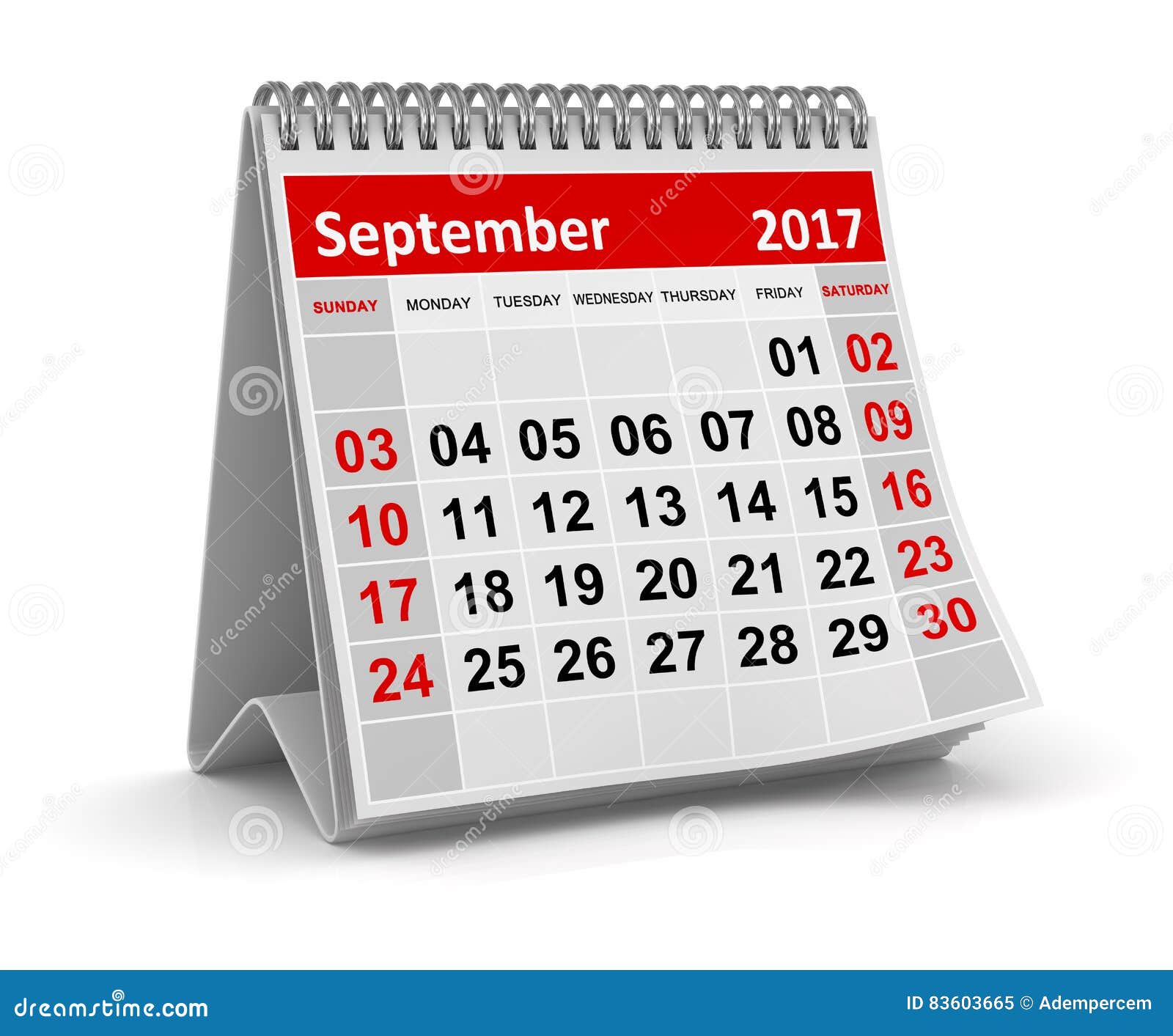 Kalender - September 2017 Stock Abbildung. Illustration Von Getrennt -  83603665