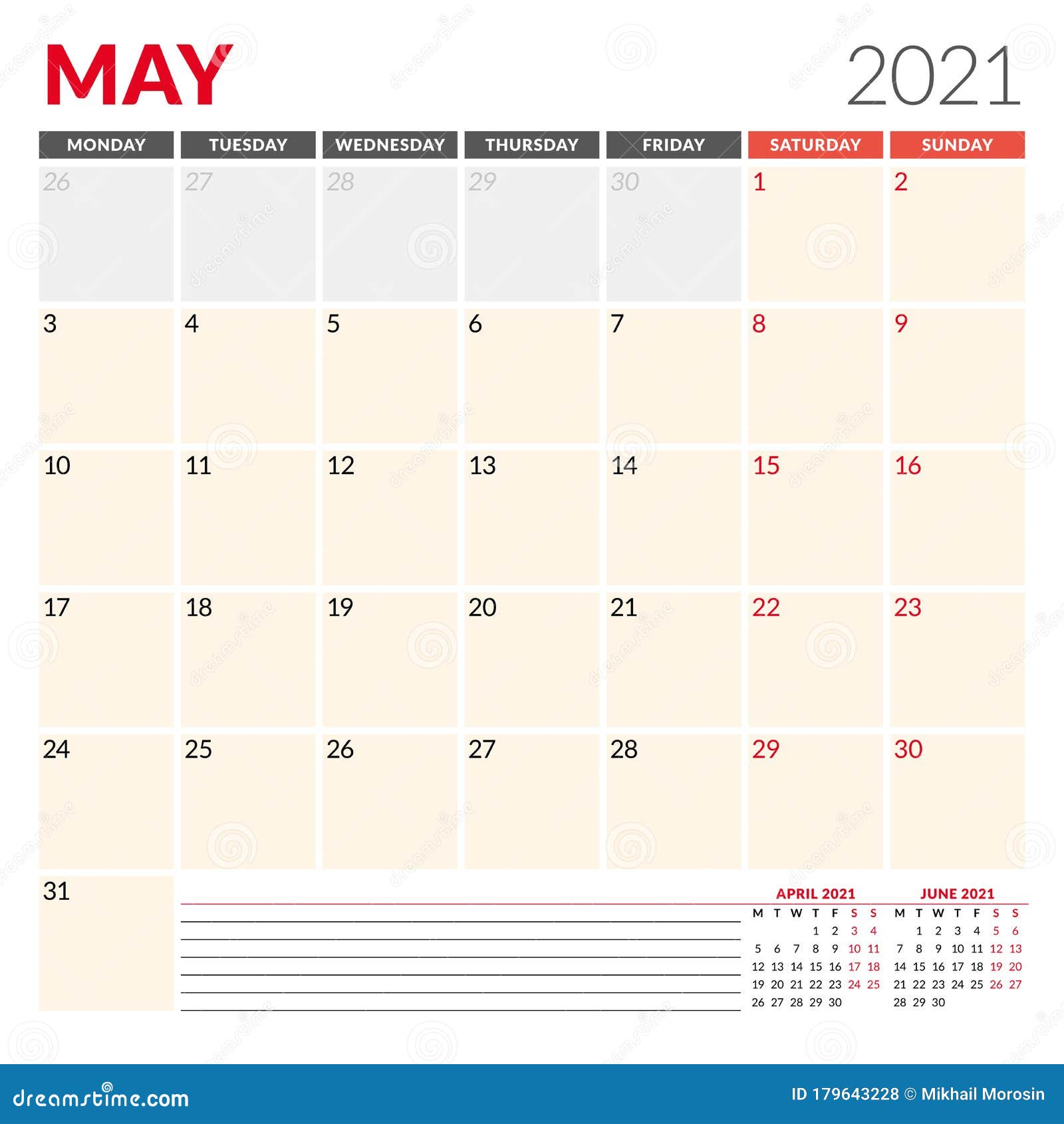 Kalender Voor Mei 2021 Maandelijkse Bedrijfsplanner Ontwerp Van