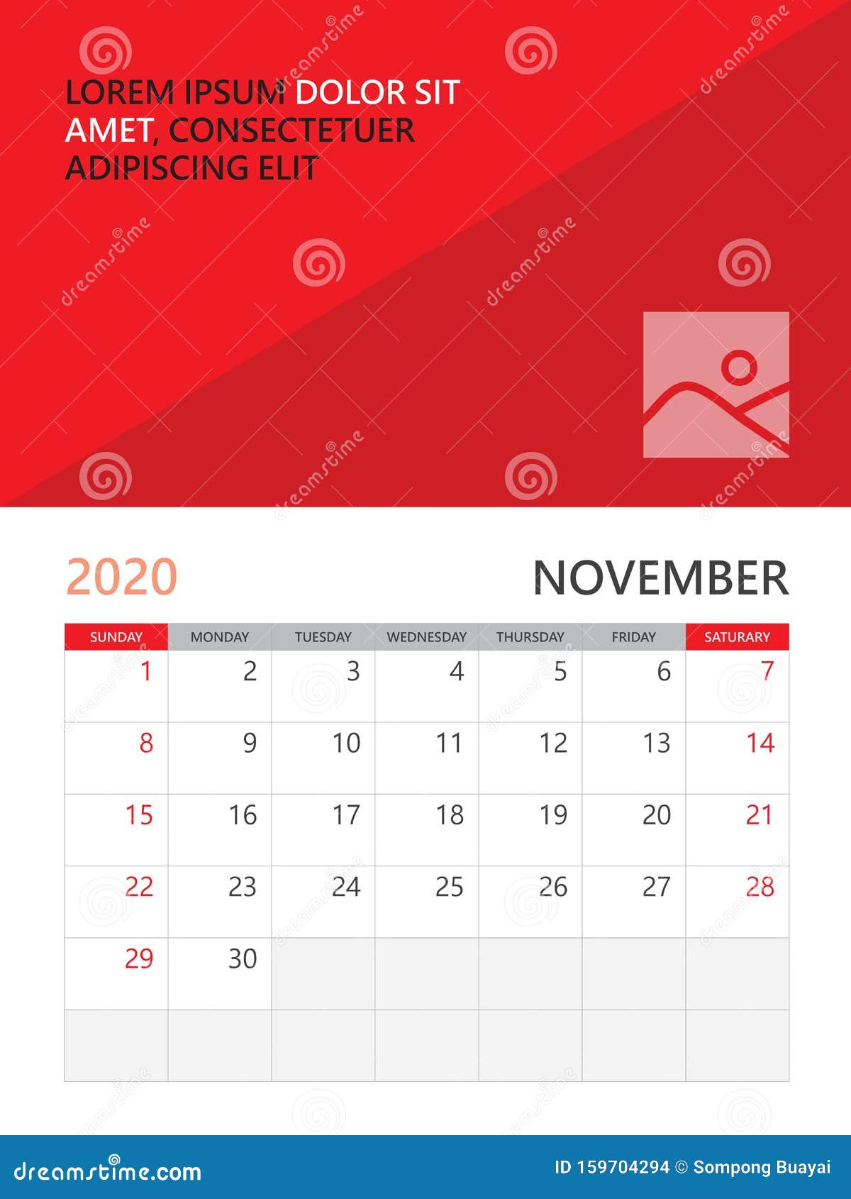 Kalender Vorlage Schreibtischkalender Wandkalender November Monat Plakat Planer Vorlage Roter Hintergrund Einfach Vektor Abbildung Illustration Von Kalender Vorlage