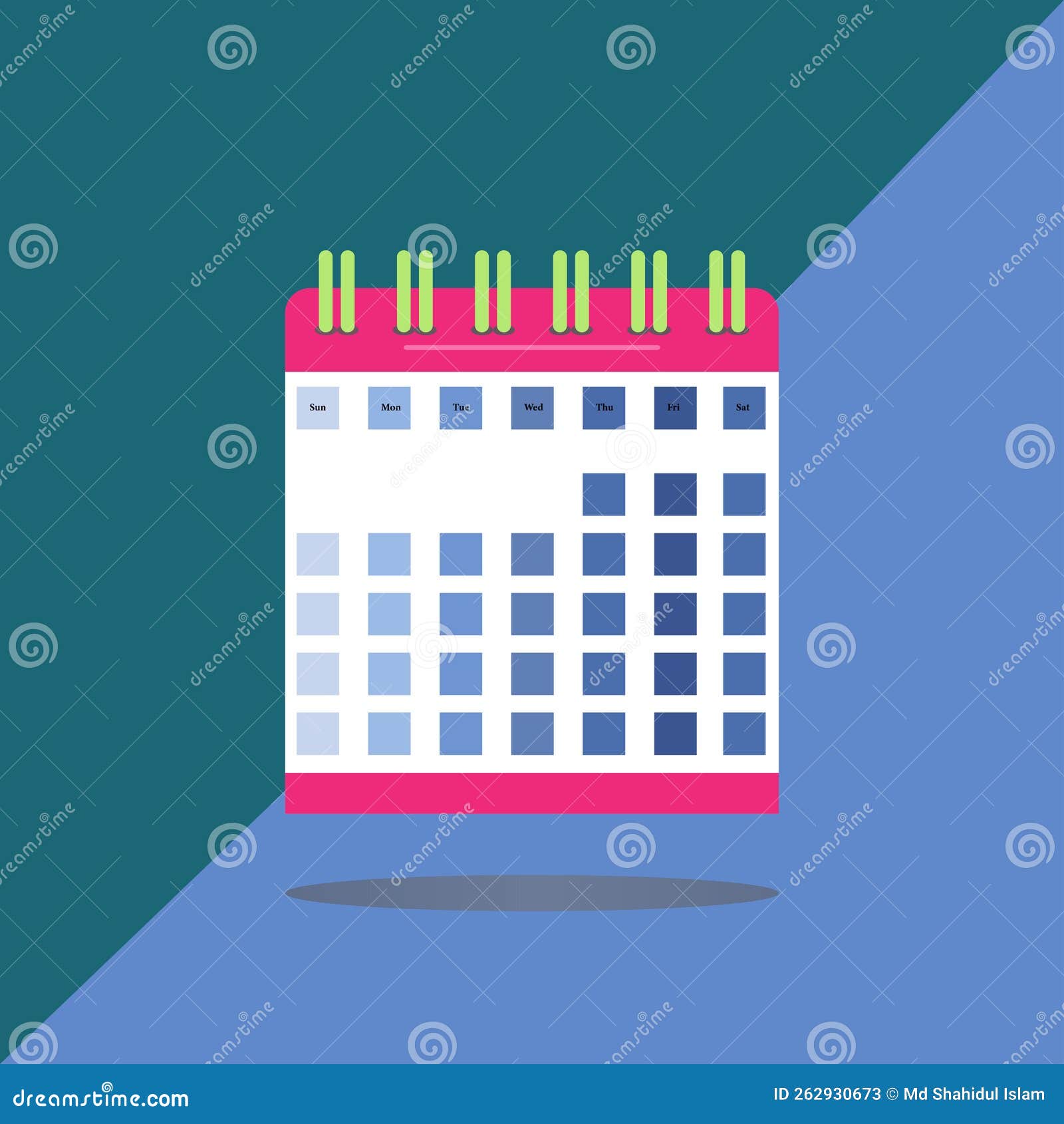 Kalendervektorvorlage. Leere Kalendervorlage Vektor Abbildung