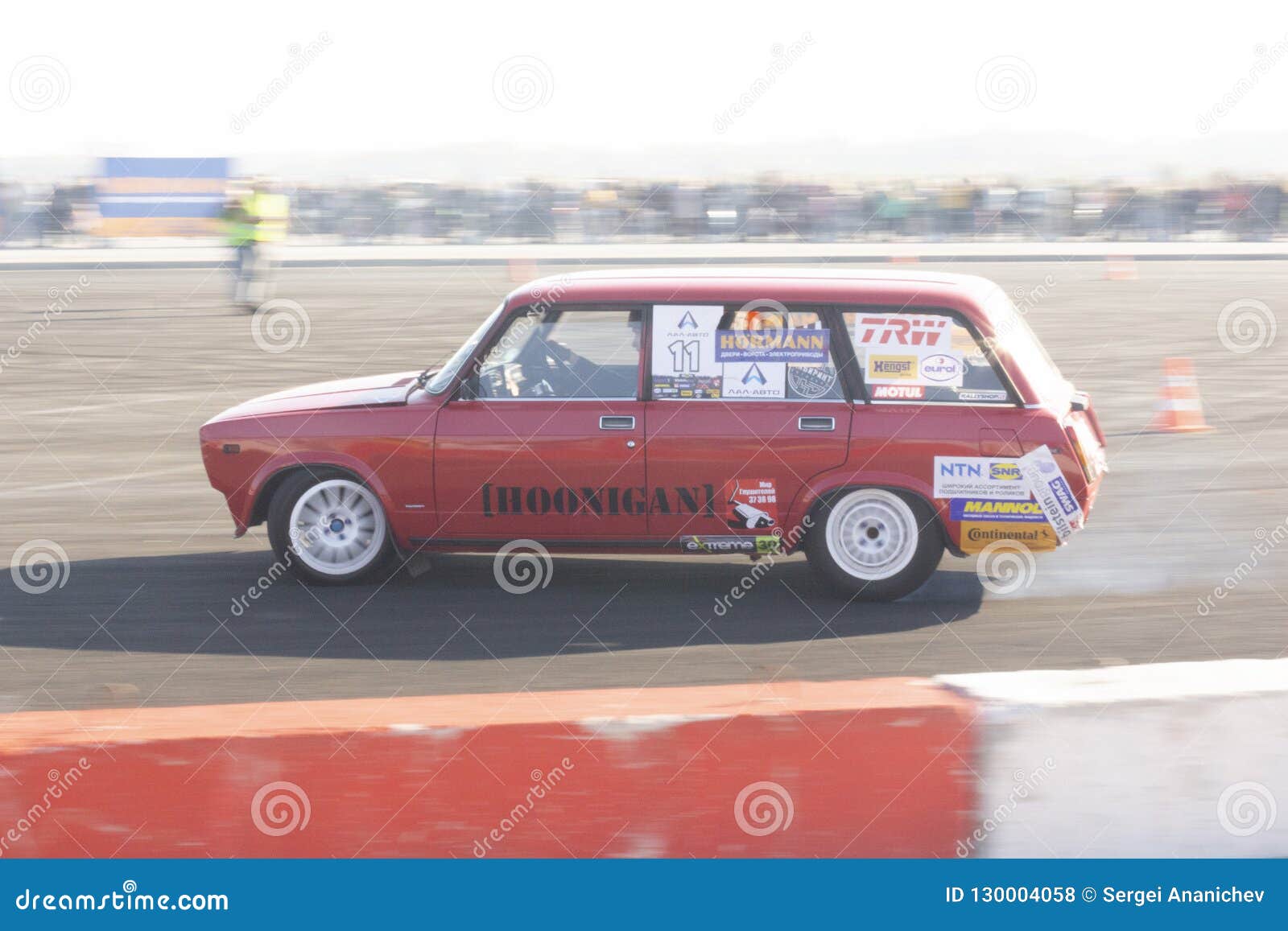 Kaliningrad 2018 Red Race Car Rides on the Track1 Editorial Stock Photo