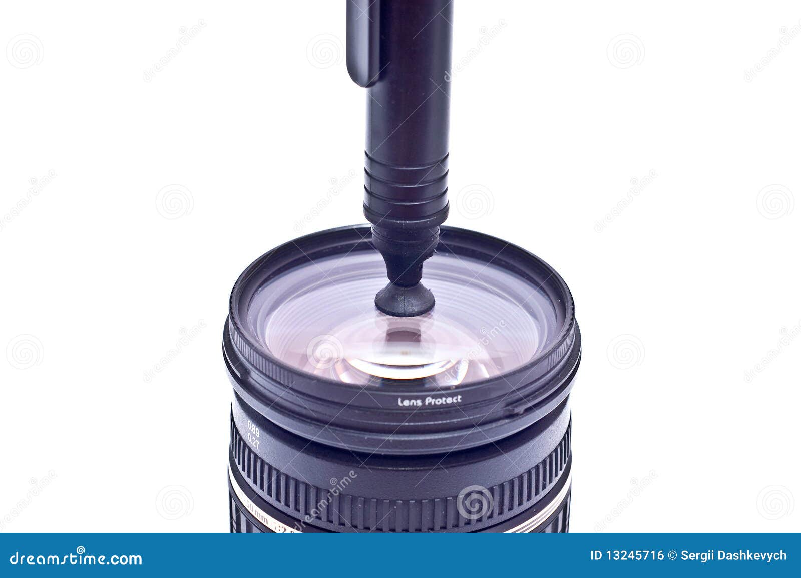 Kamera obiektyw. Szczotkarski kamery cleaning obiektywu pióro