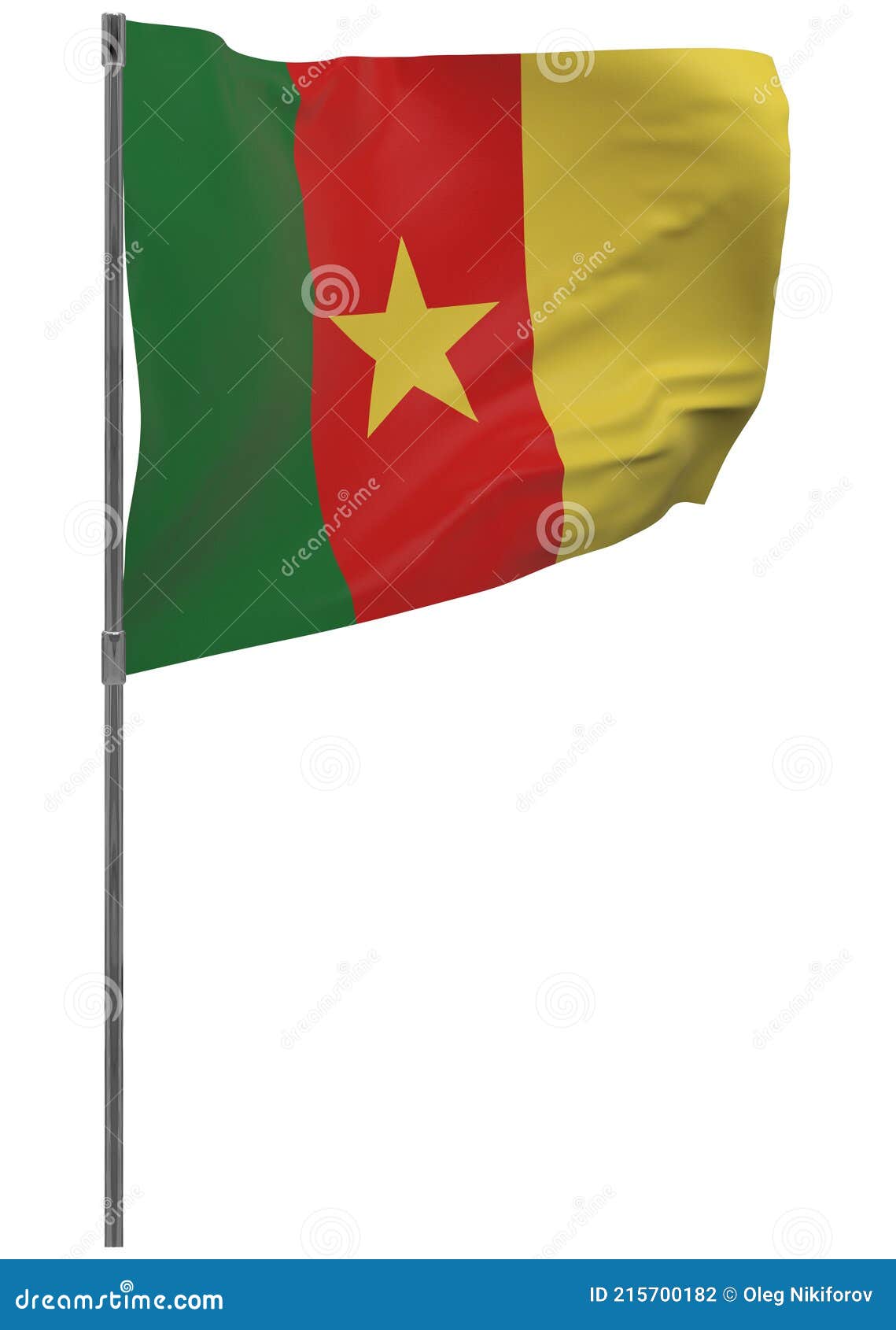 Kamerunische Flagge Auf Isoliertem Pol Stock Abbildung Illustration