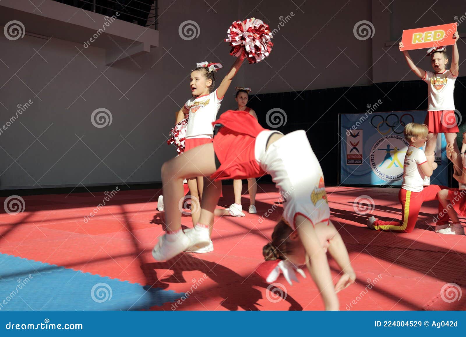 Young Cheerleaders Perform At The City Cheerleading Championship Editorial Stock Image Image 