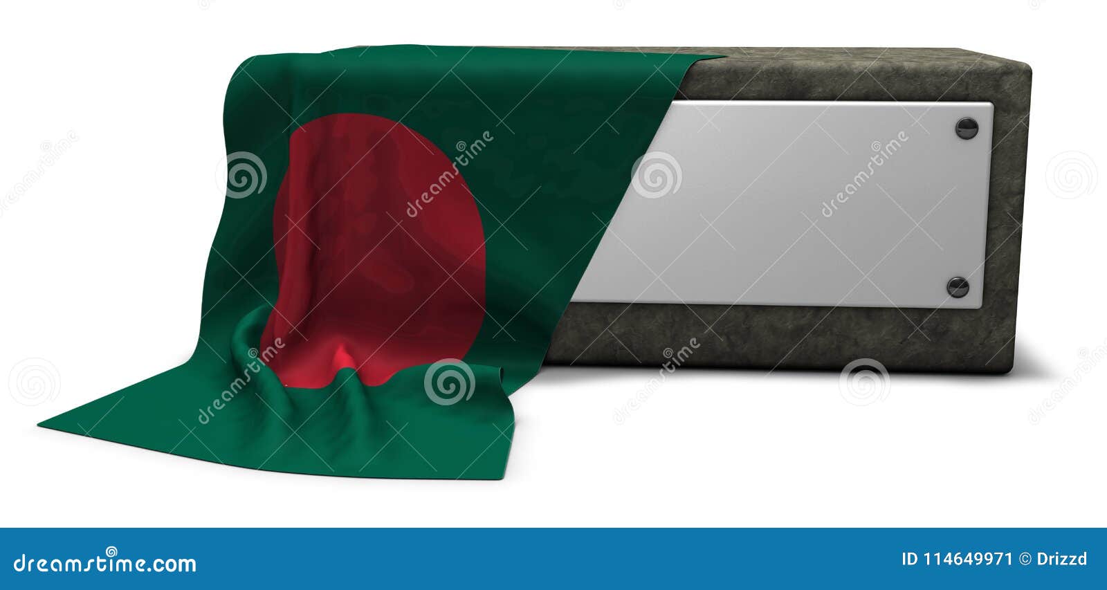 Kamienna nasadka z puste miejsce znakiem i flaga Bangladesh - 3d rendering