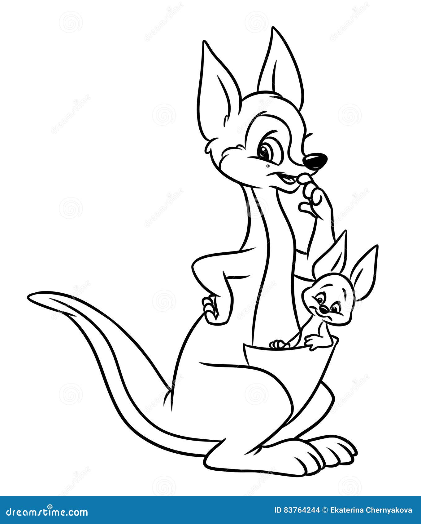 Kangaroo Animal Coloring Pages Cartoon Stock Illustration ...