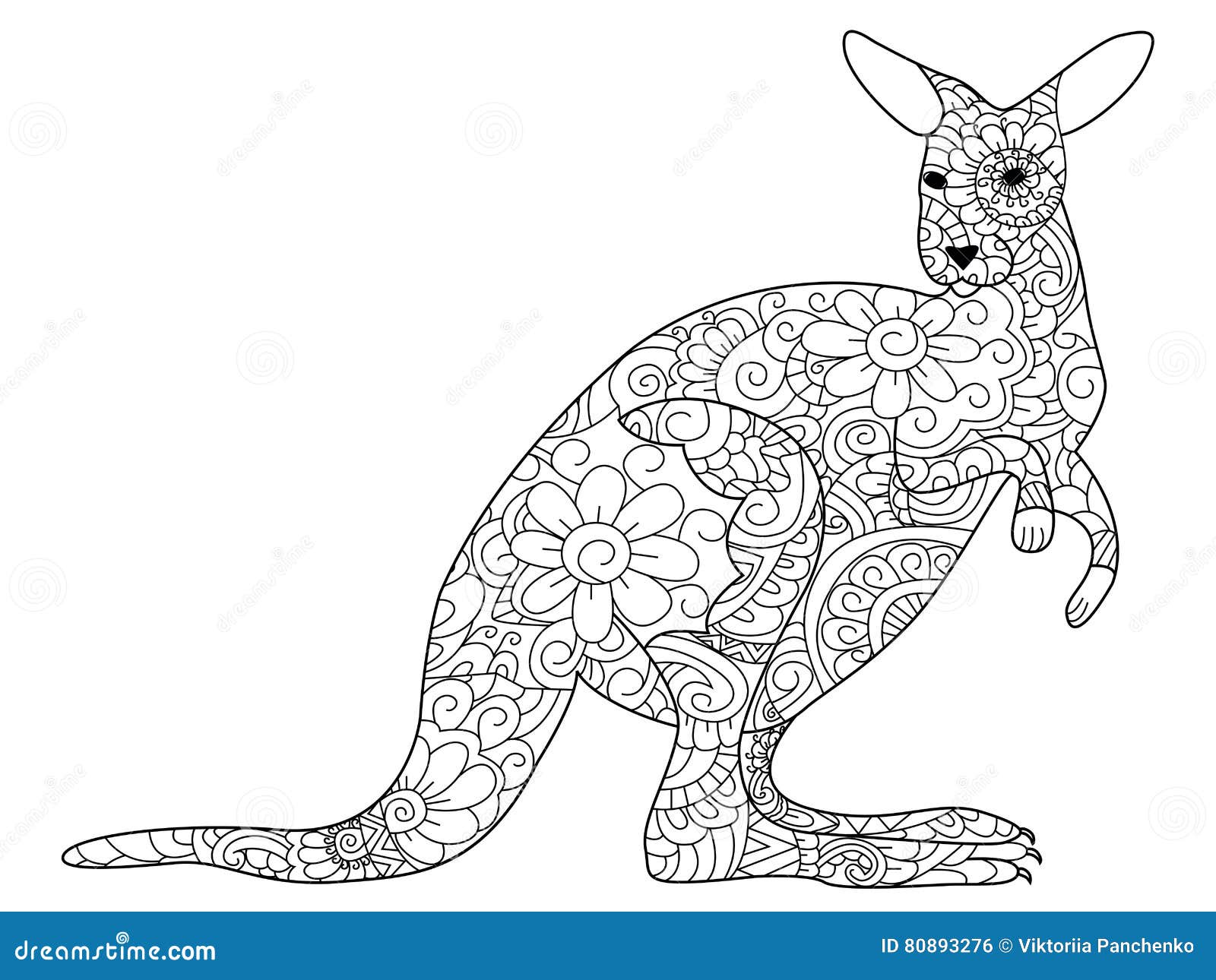 Download Kangaroo Coloring Book Vector For Adults Stock Vector ...