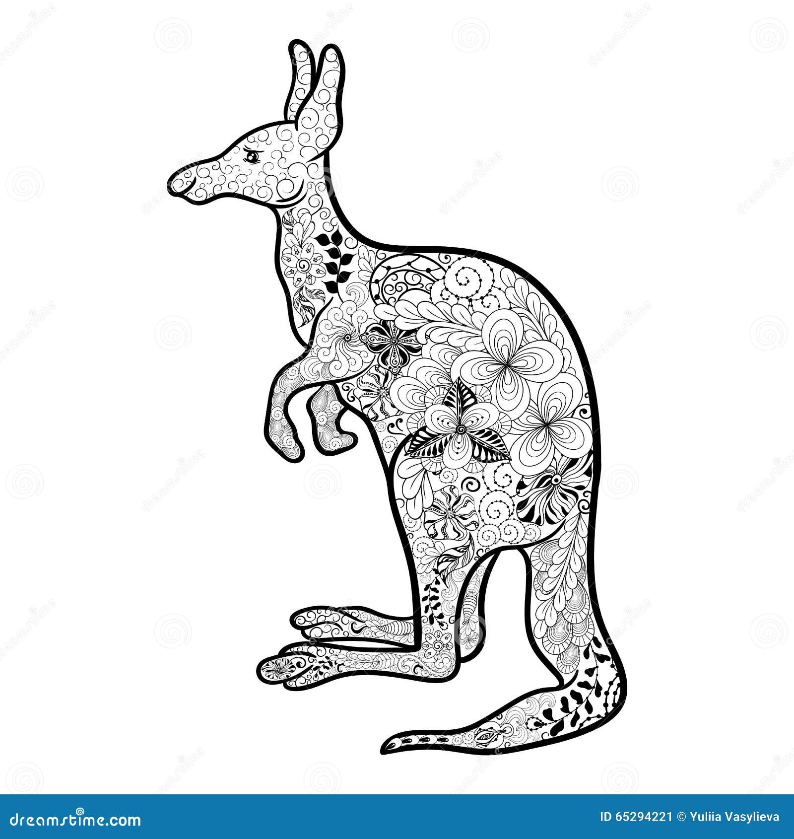 kangaroodoodleillustrationwascreateddoodlingstyleblackwhite