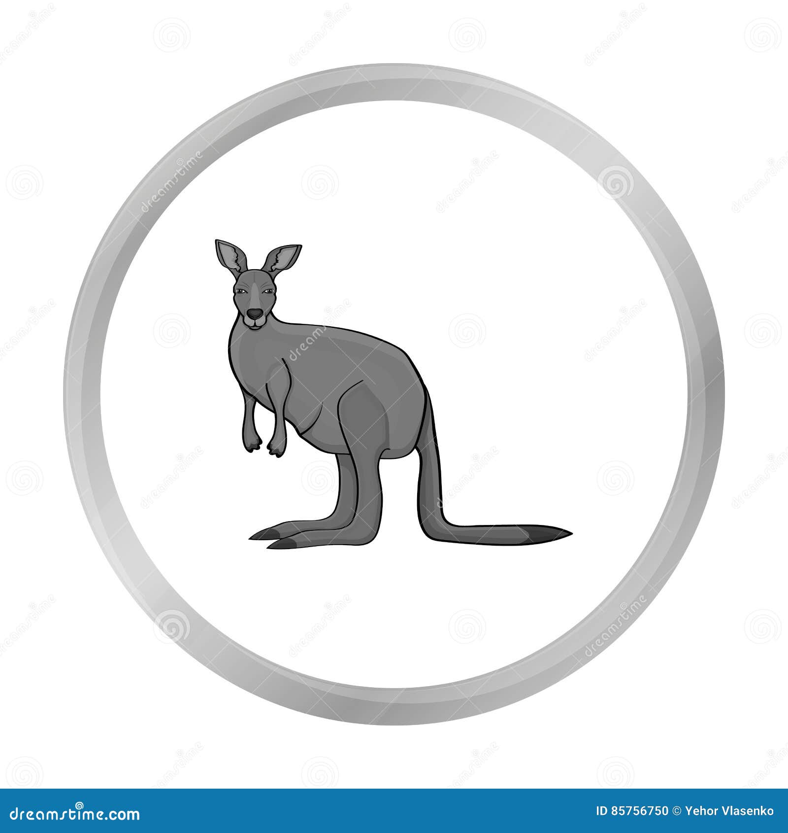 kangaroo icon in monochrome style  on white background. australia  stock  .