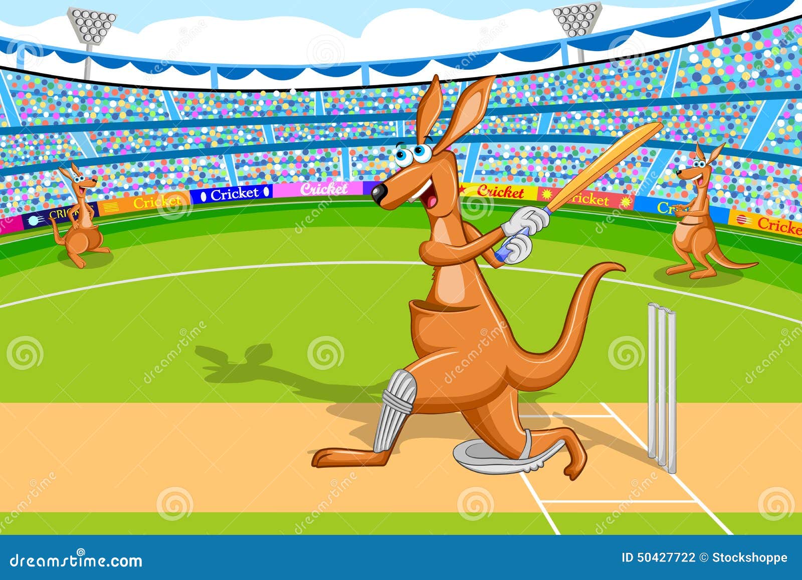 kangaroo playing cricket