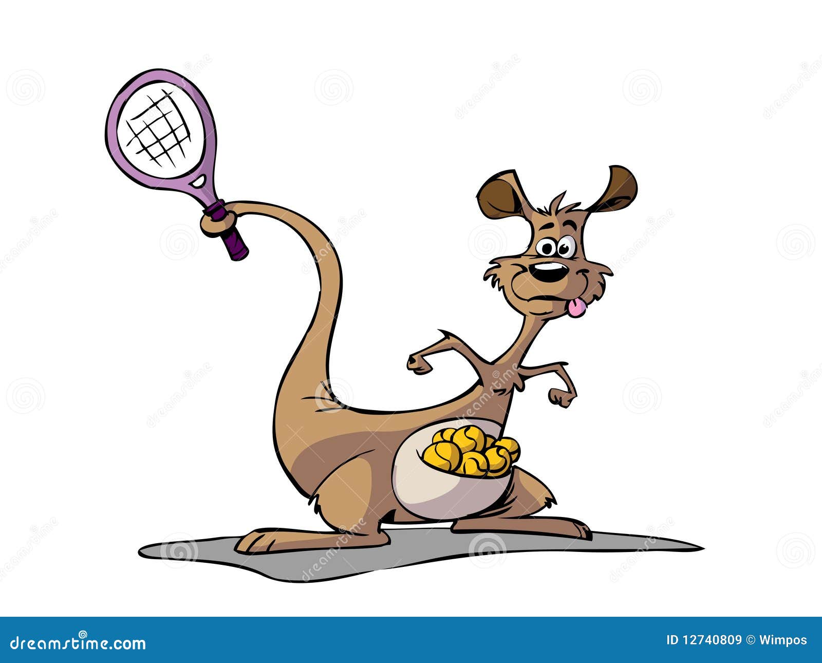 Kangaroo playing tennis stock illustration. Illustration of racket