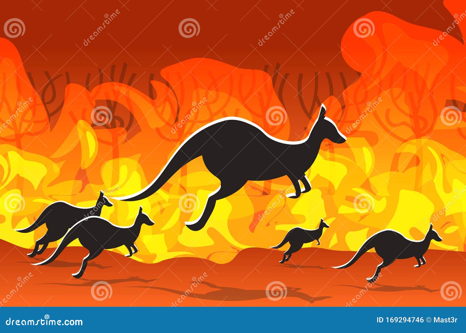 Kangaroo Running from Forest Fires in Australia Animals Dying in Wildfire  Bushfire Burning Trees Natural Disaster Stock Vector - Illustration of  cartoon, disaster: 169294746