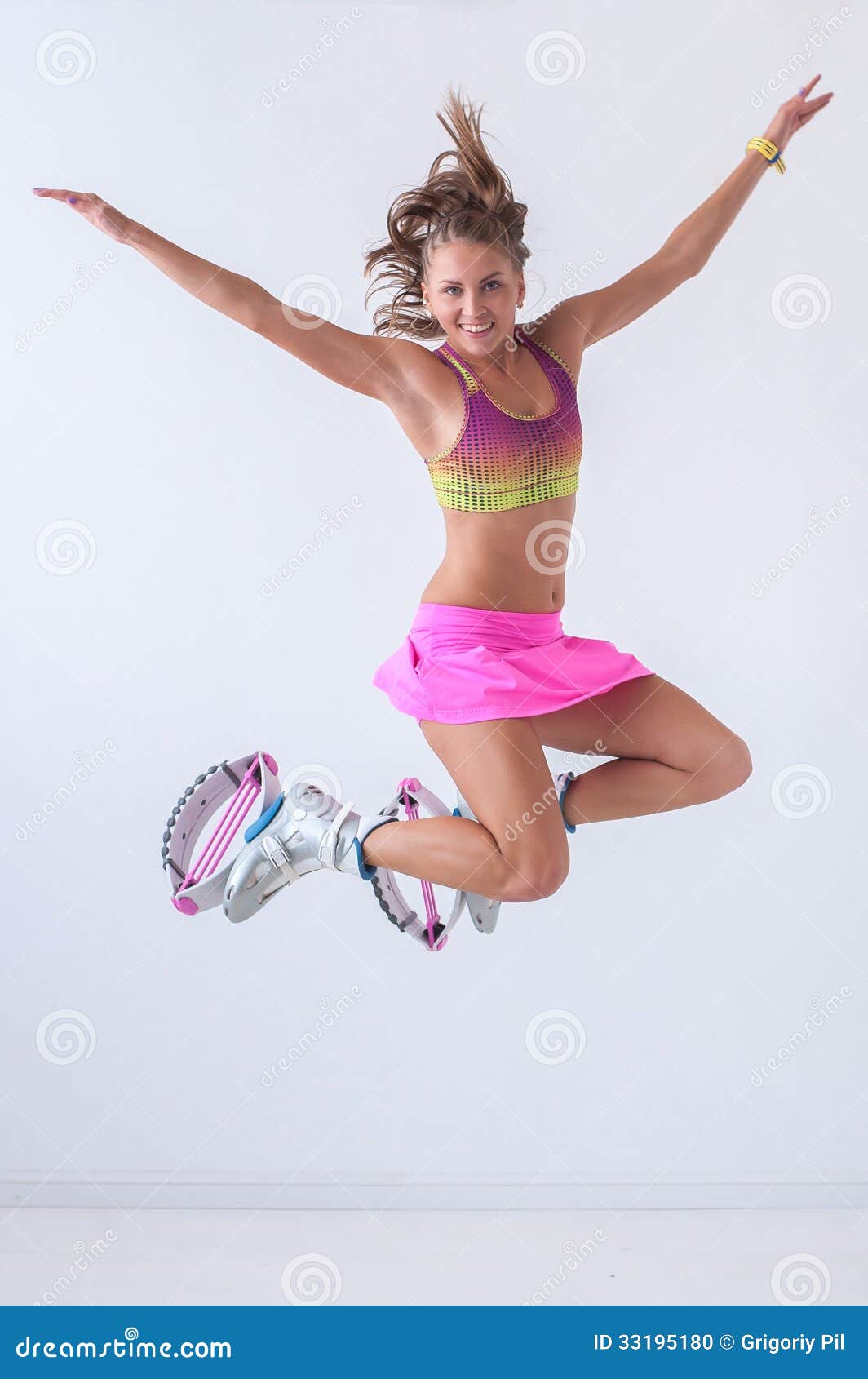 Kangoo jumps athlete stock photo. Image of active, exercise 33195180