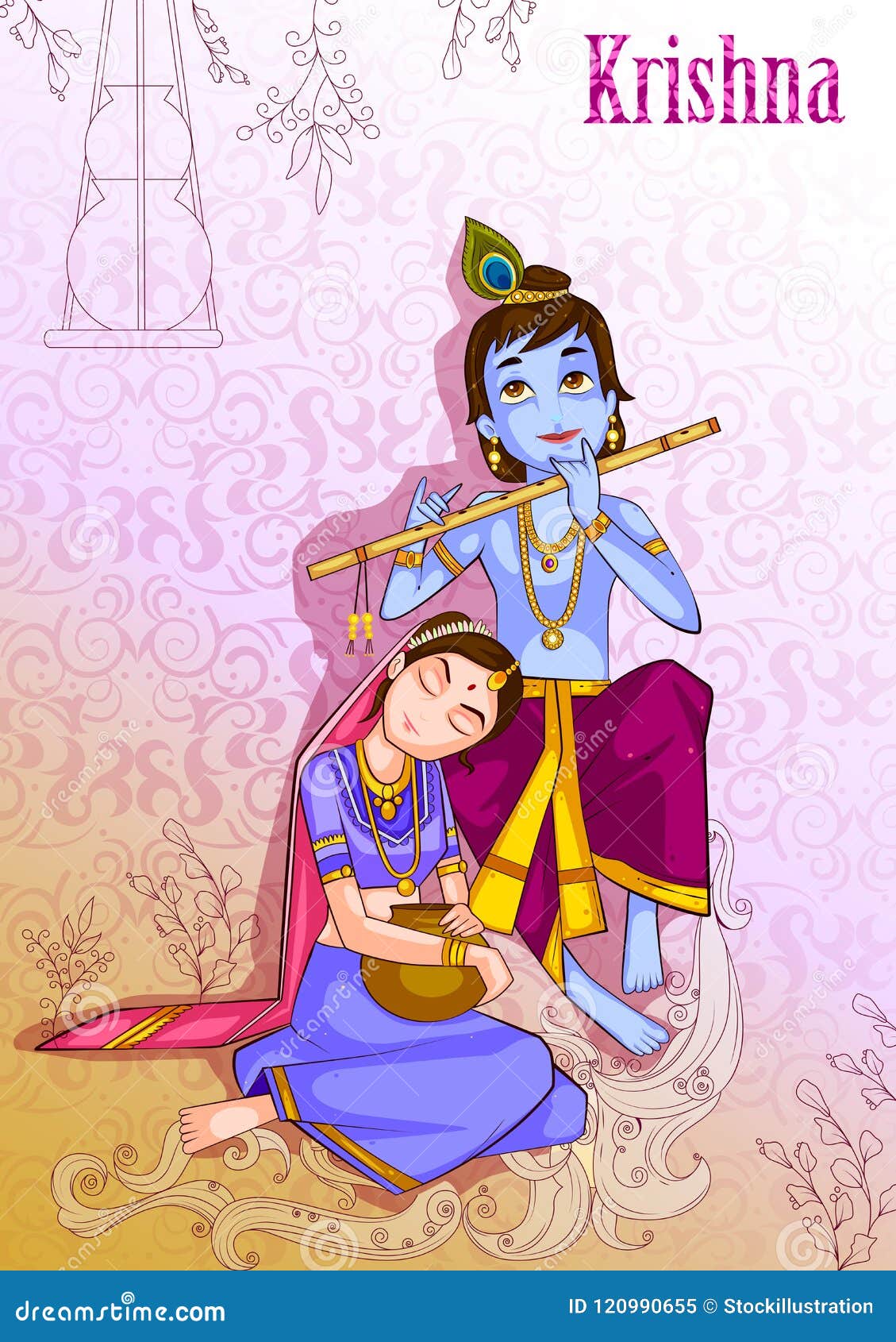 Kanha Playing Bansuri Flute with Radha on Krishna Janmashtami ...
